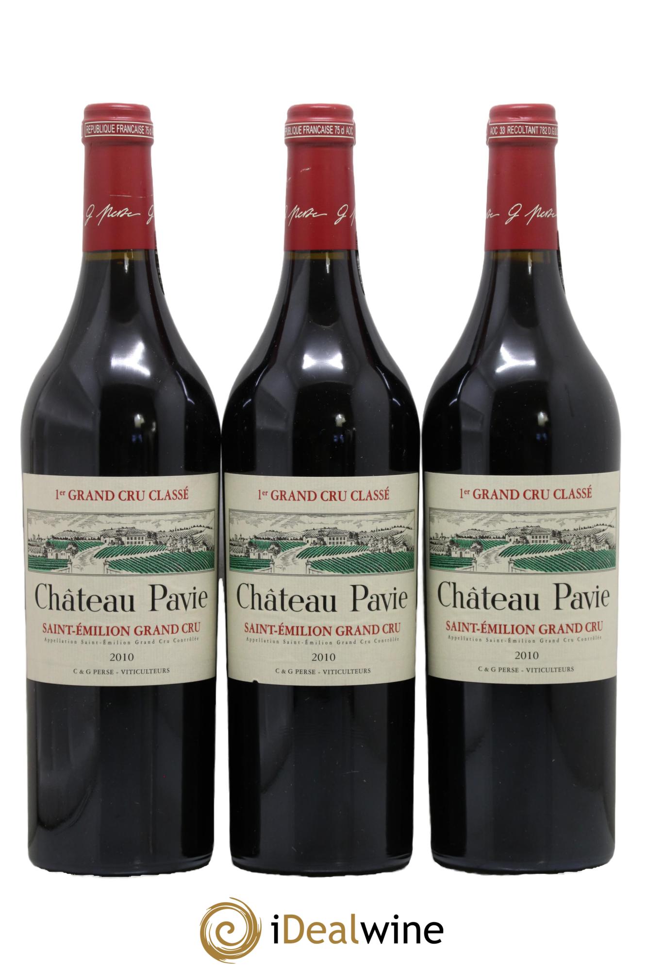 Château Pavie 1er Grand Cru Classé A 2010 - Lotto di 3 bottiglie - 0
