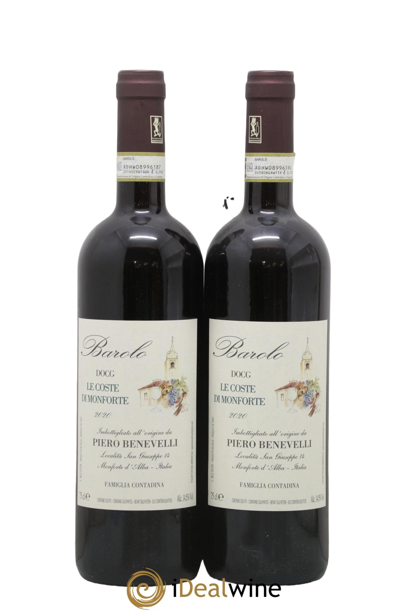 Barolo Le Coste Di Monforte Piero Benevelli 2020 - Lot de 2 bouteilles - 0