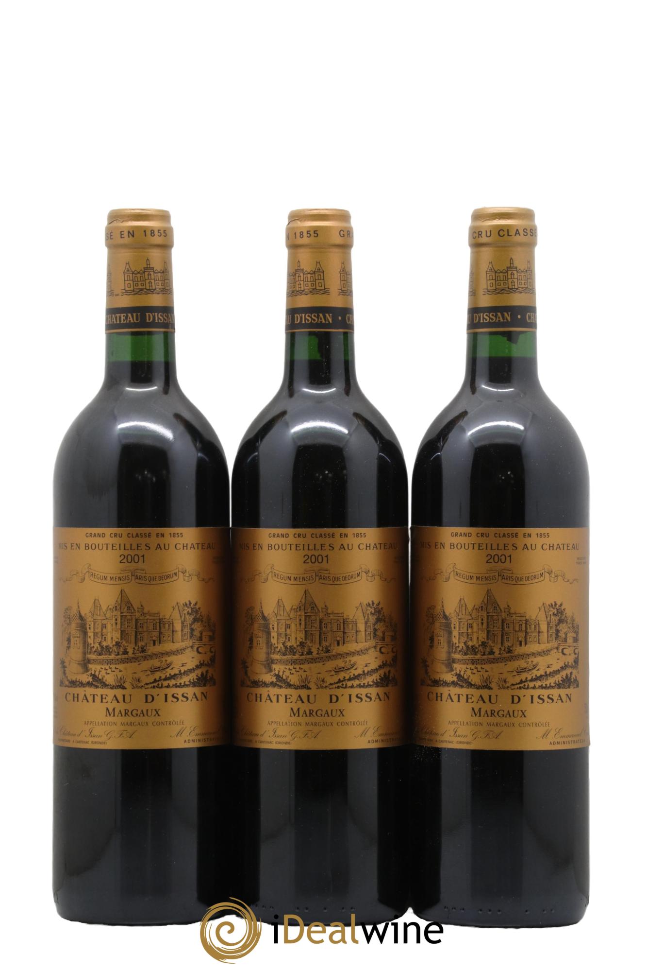 Château d'Issan 3ème Grand Cru Classé 2001 - Lot of 3 bottles - 0