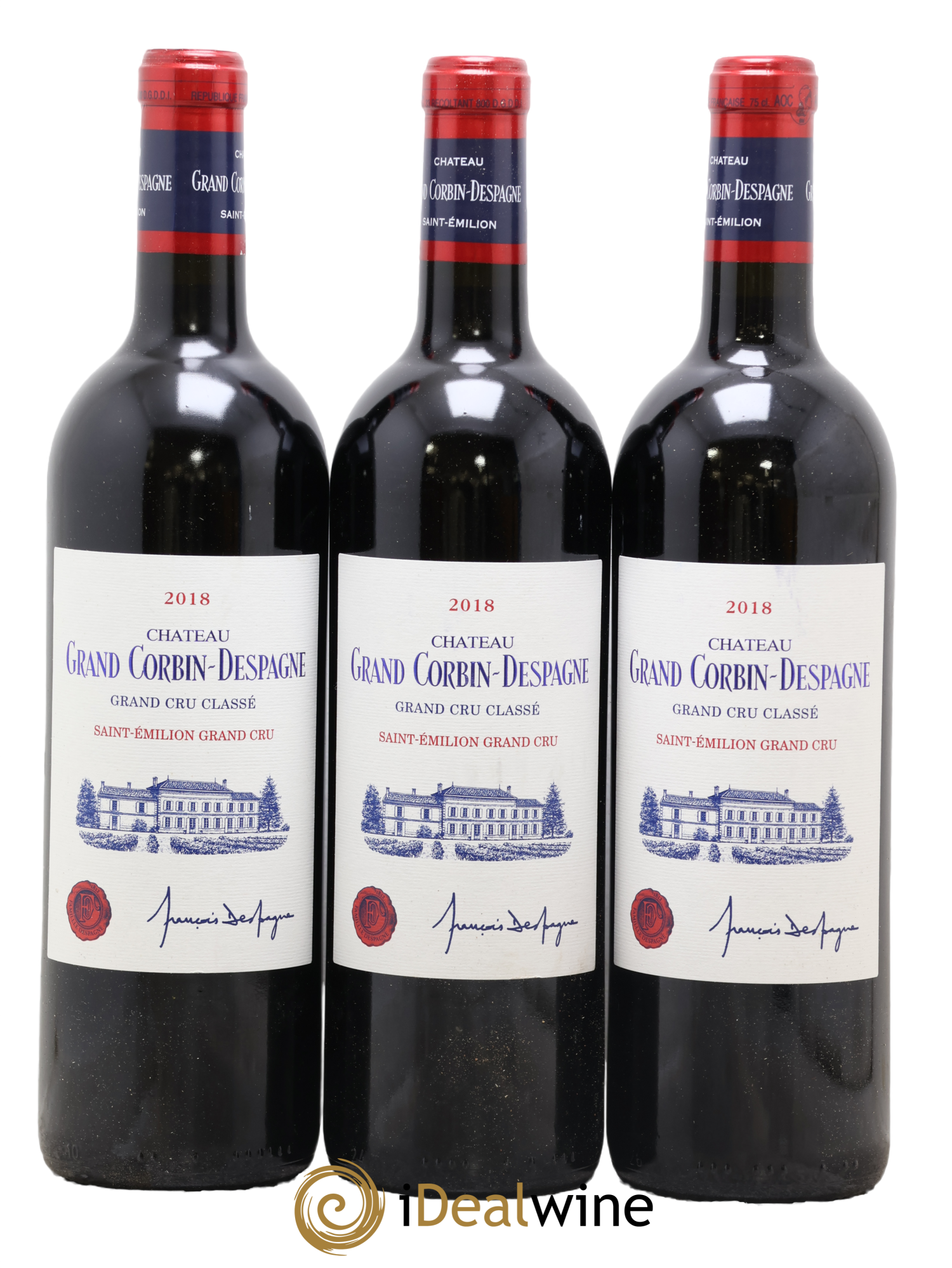 Château Grand Corbin Despagne Grand Cru Classé 2018 - Lot of 3 bottles - 0