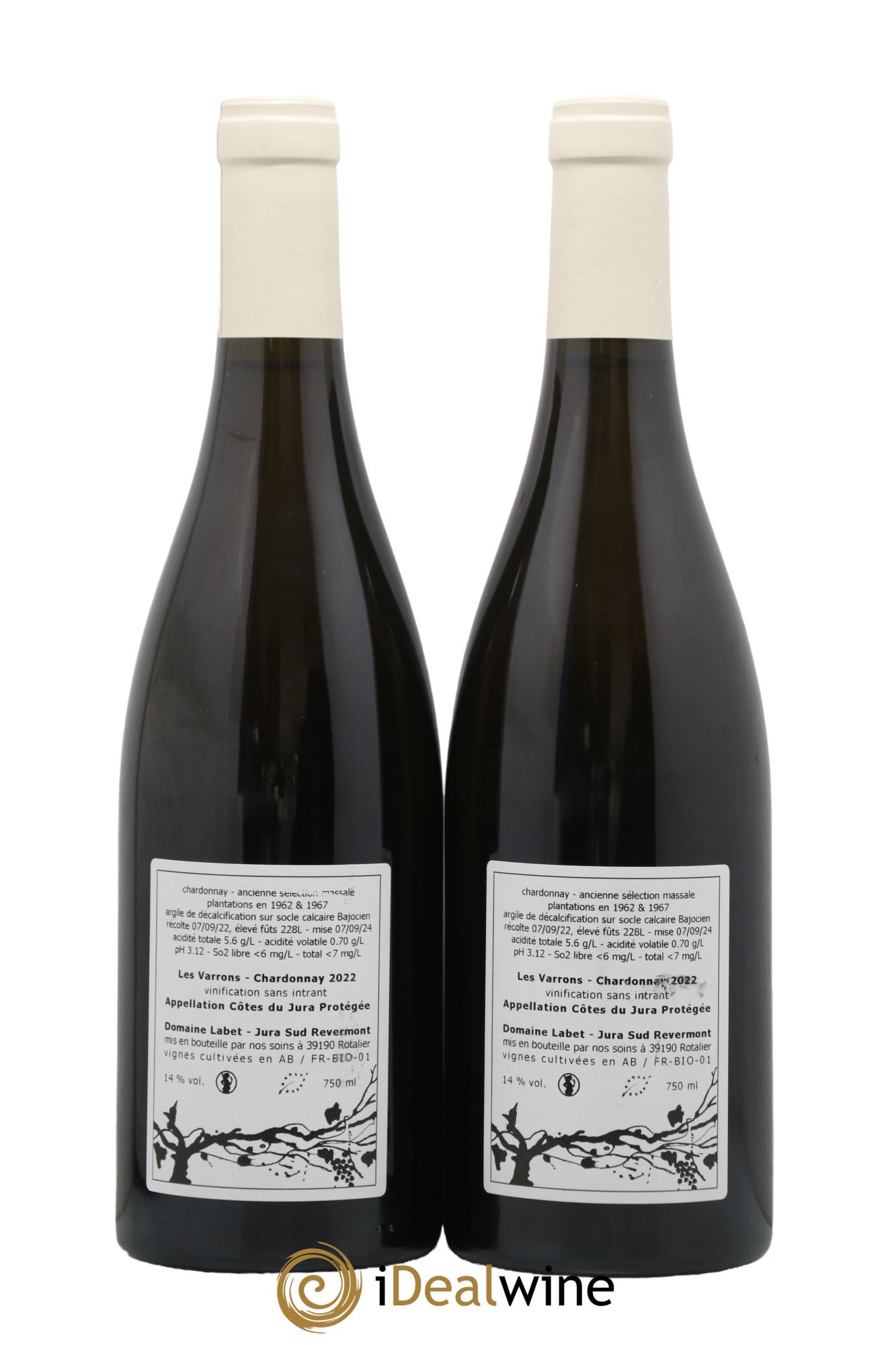 Côtes du Jura Chardonnay Les Varrons Romain - Julien - Charline Labet 2022 - Lot de 2 bouteilles - 1