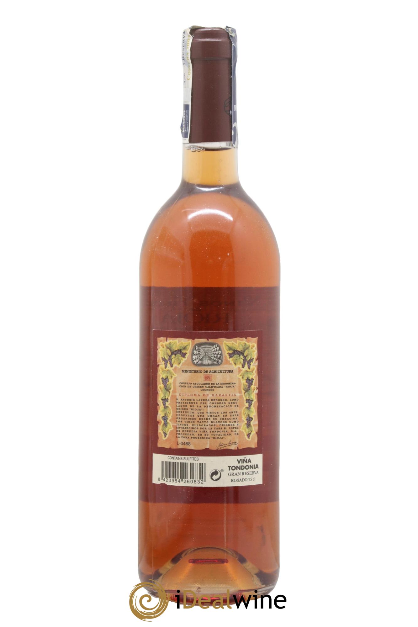 Rioja Gran Reserva Rosado Vina Tondonia R. Lopez de Heredia 2008 - Posten von 1 Flasche - 1