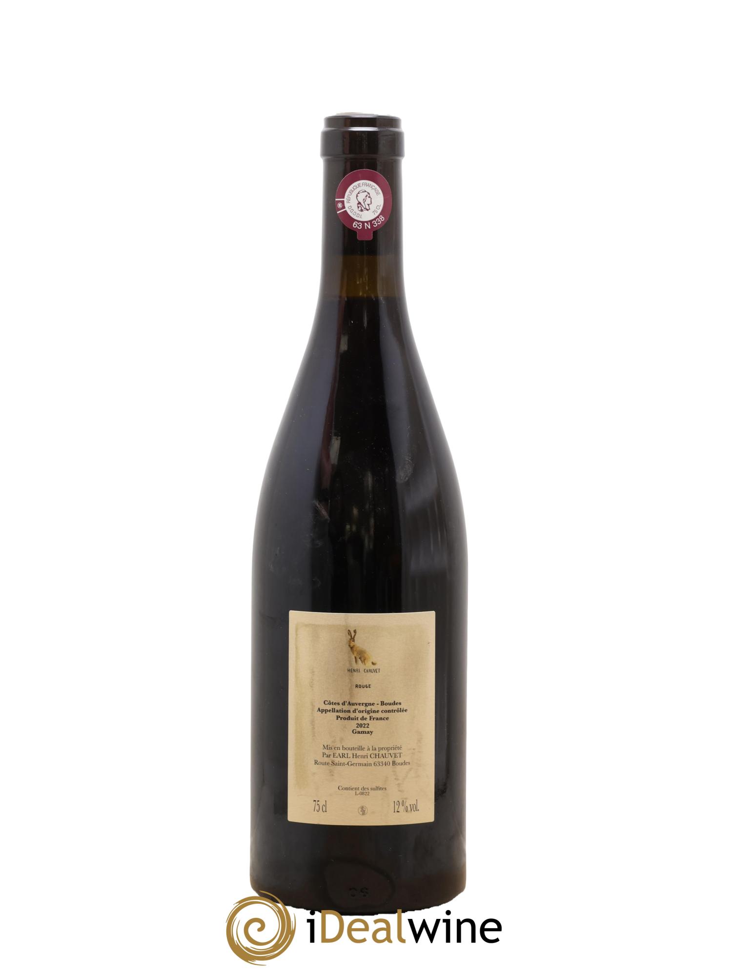 Côtes d'Auvergne Boudes Rouge Henri Chauvet 2022 - Lot de 1 bouteille - 1