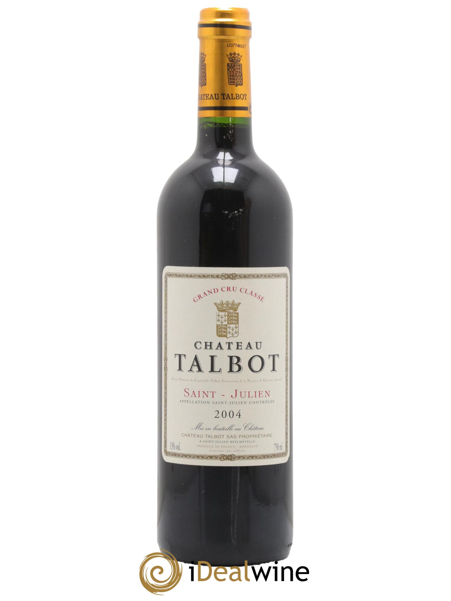Château Talbot 4ème Grand Cru Classé 2004 - Lot de 1 bouteille - 0