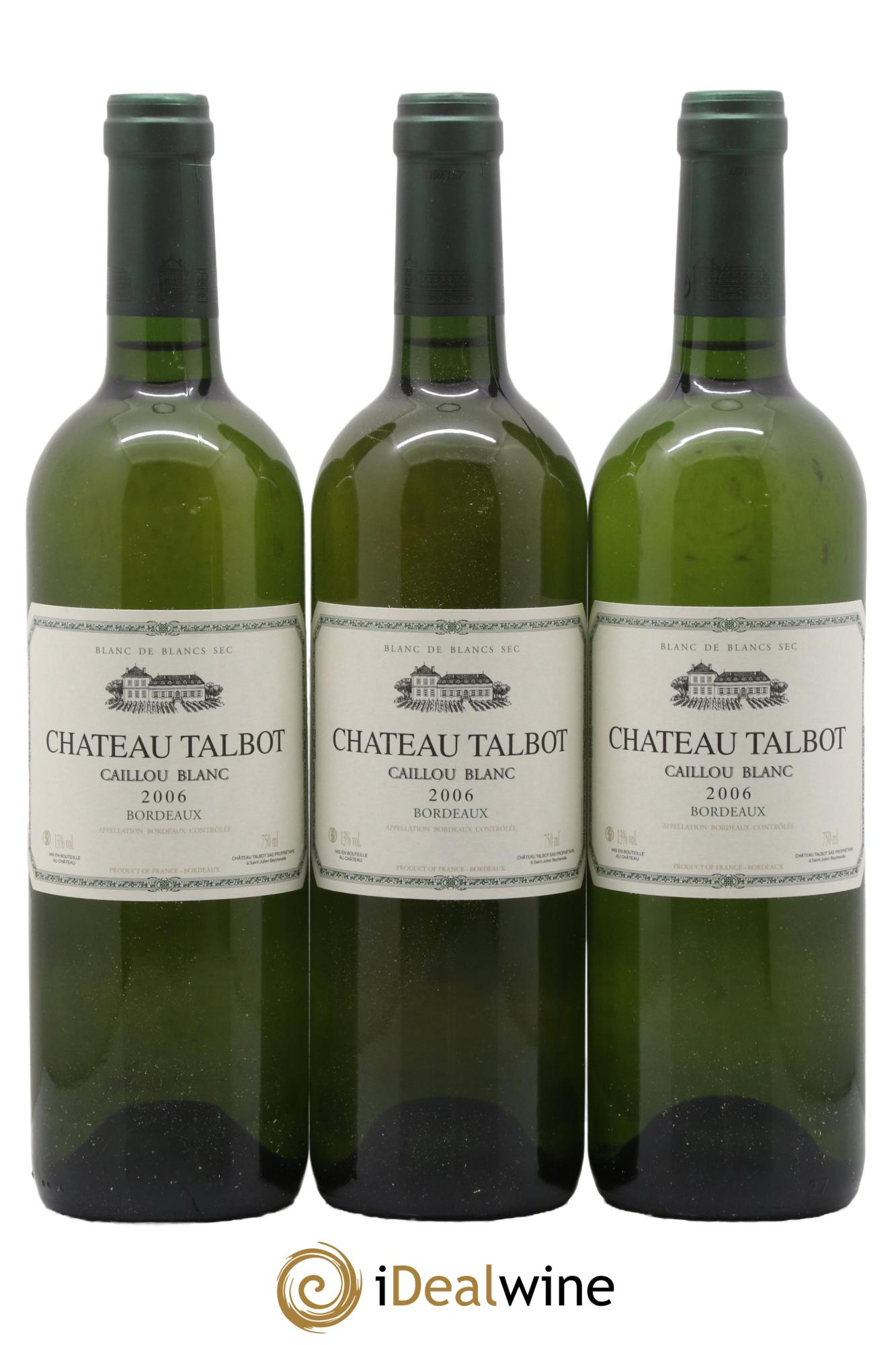 Château Talbot Caillou Blanc 2006 - Lot de 3 bouteilles - 0