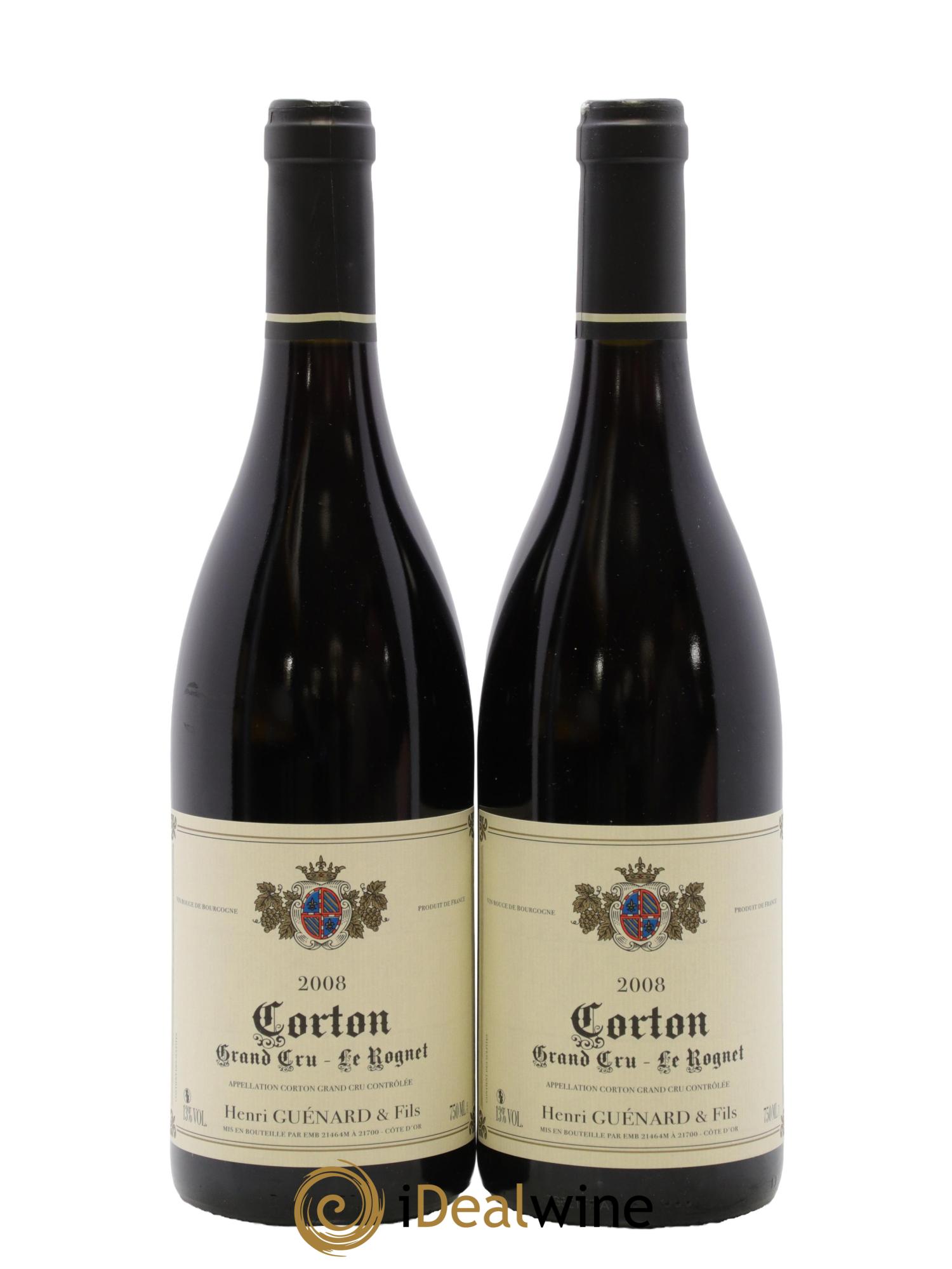 Corton Grand Cru Le Rognet Maison Henri Guénard et Fils 2008 - Lot de 2 bouteilles - 0