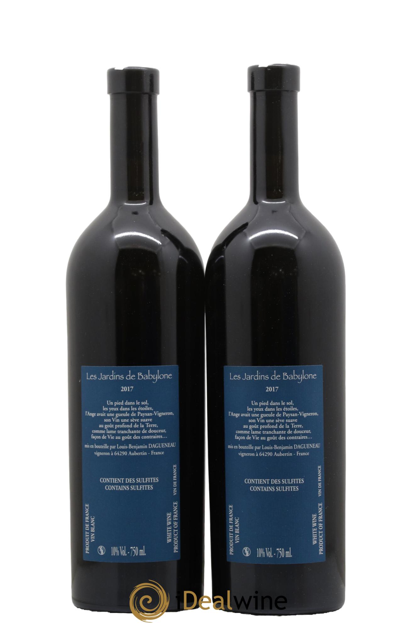 Vin de France (anciennement Jurançon) Jardins de Babylone Demi-Sec Didier Dagueneau (Domaine) 2017 - Lot of 2 bottles - 1