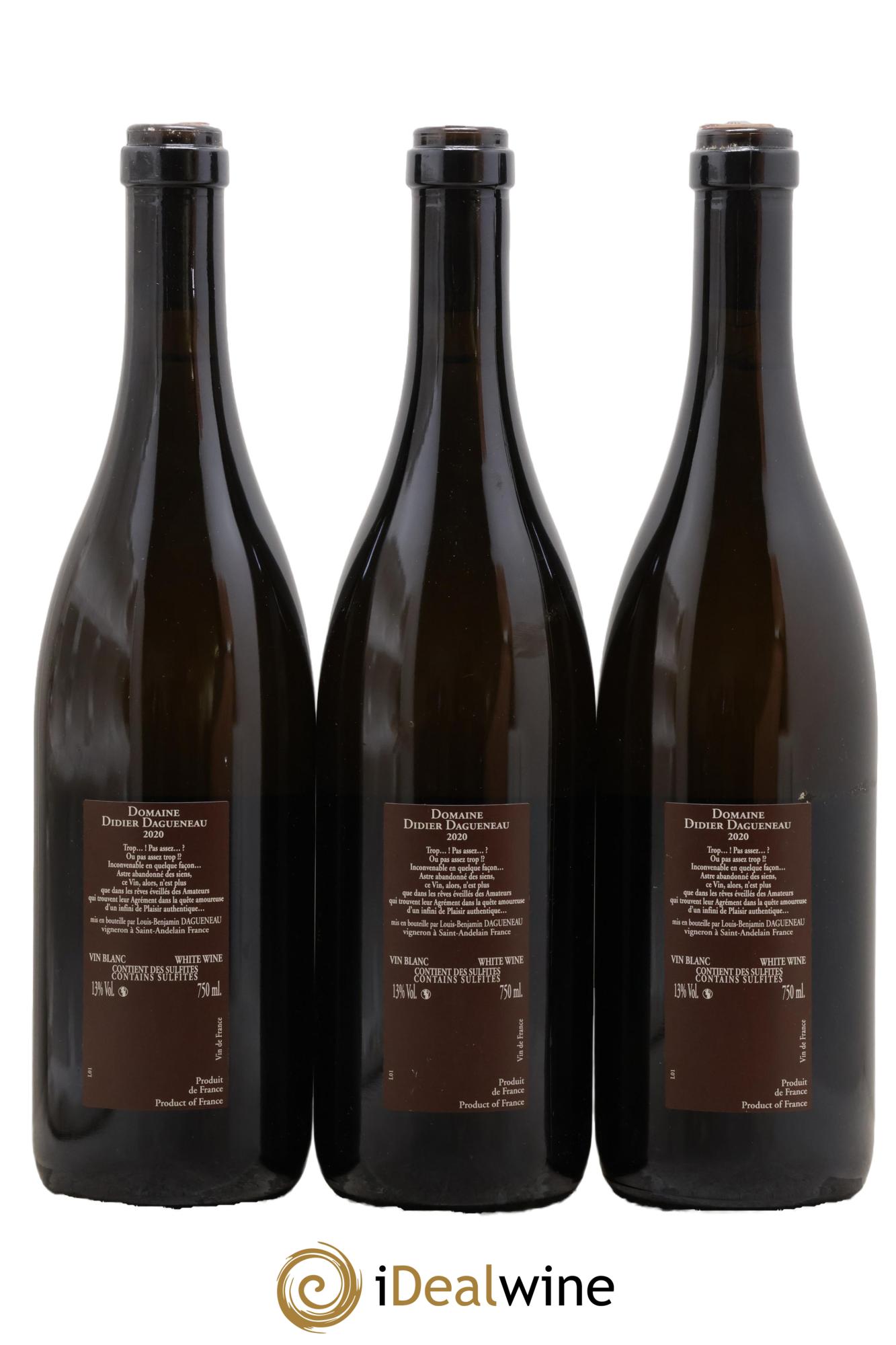 Vin de France (anciennement Pouilly-Fumé) Pur Sang Dagueneau (Domaine Didier - Louis-Benjamin) 2020 - Lot de 3 bouteilles - 1