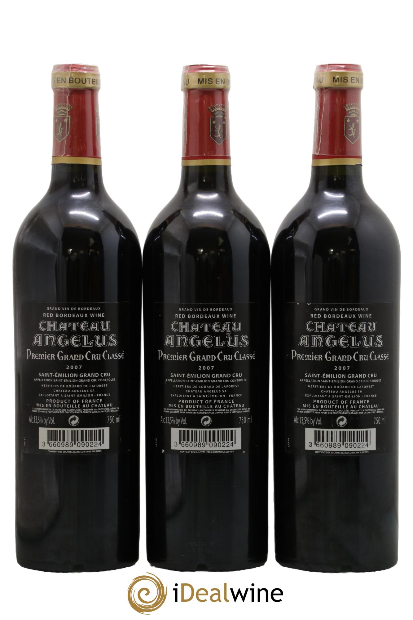 Château Angélus 1er Grand Cru Classé A 2007 - Posten von 3 Flaschen - 1