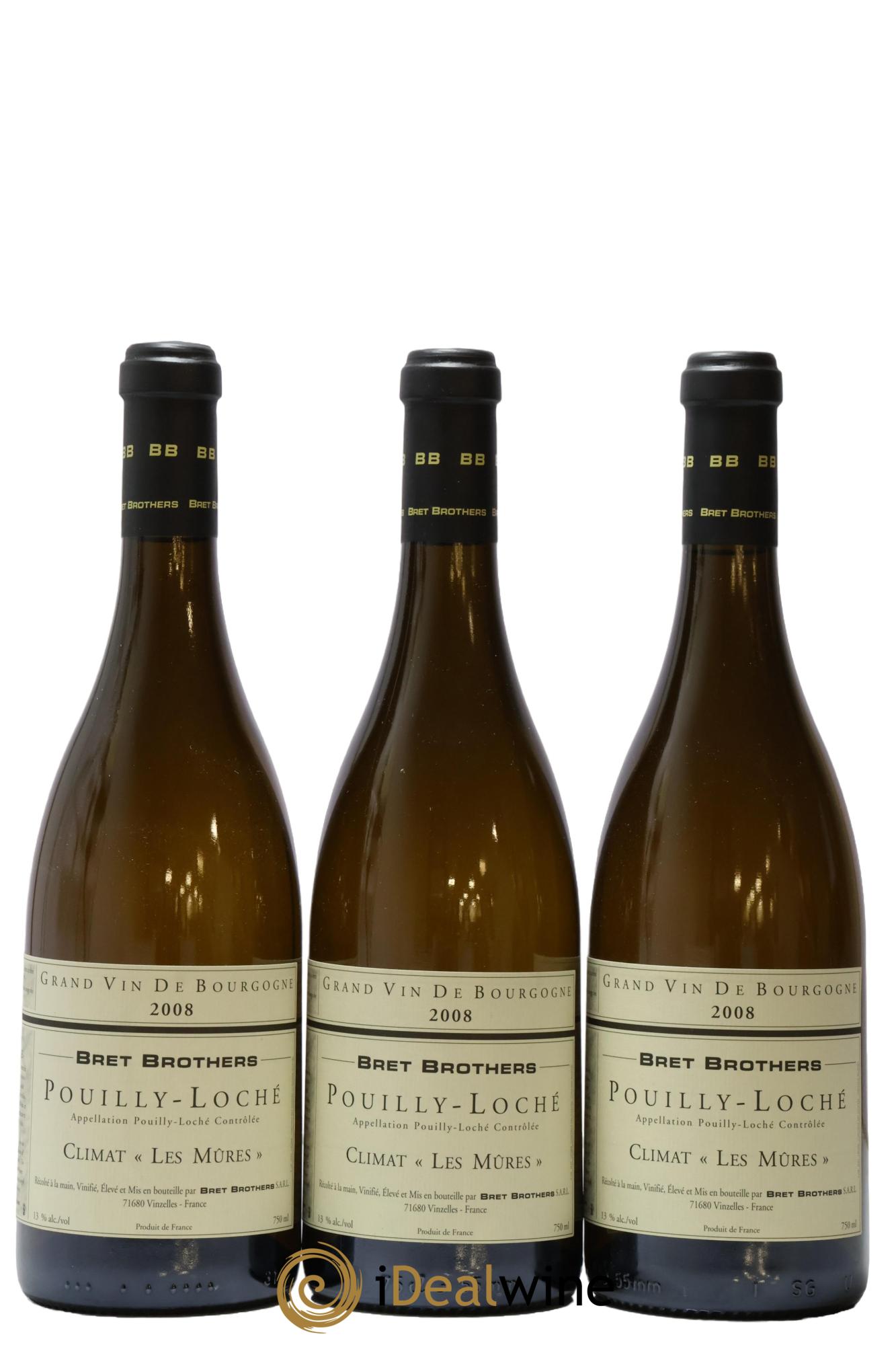 Pouilly-Loché Les Mures Bret Brothers 2008 - Lot of 3 bottles - 0