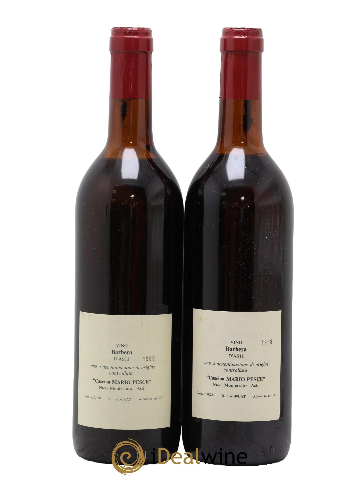 Piémont Barbera D'Asti Mario Pesce 1968 - Lot de 2 bouteilles - 1