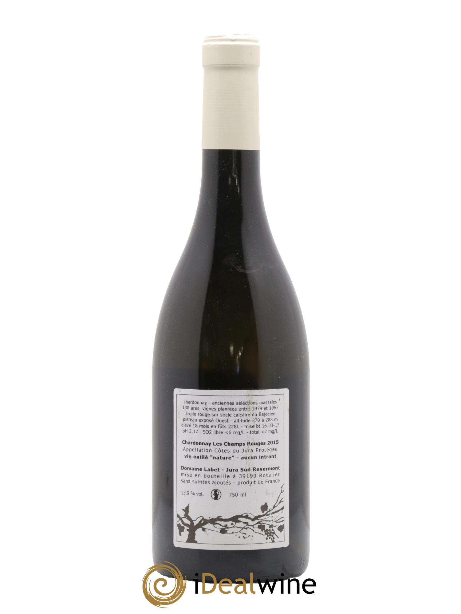 Côtes du Jura Chardonnay Les Champs Rouges Romain - Julien  - Charline Labet 2015 - Lot de 1 bouteille - 1