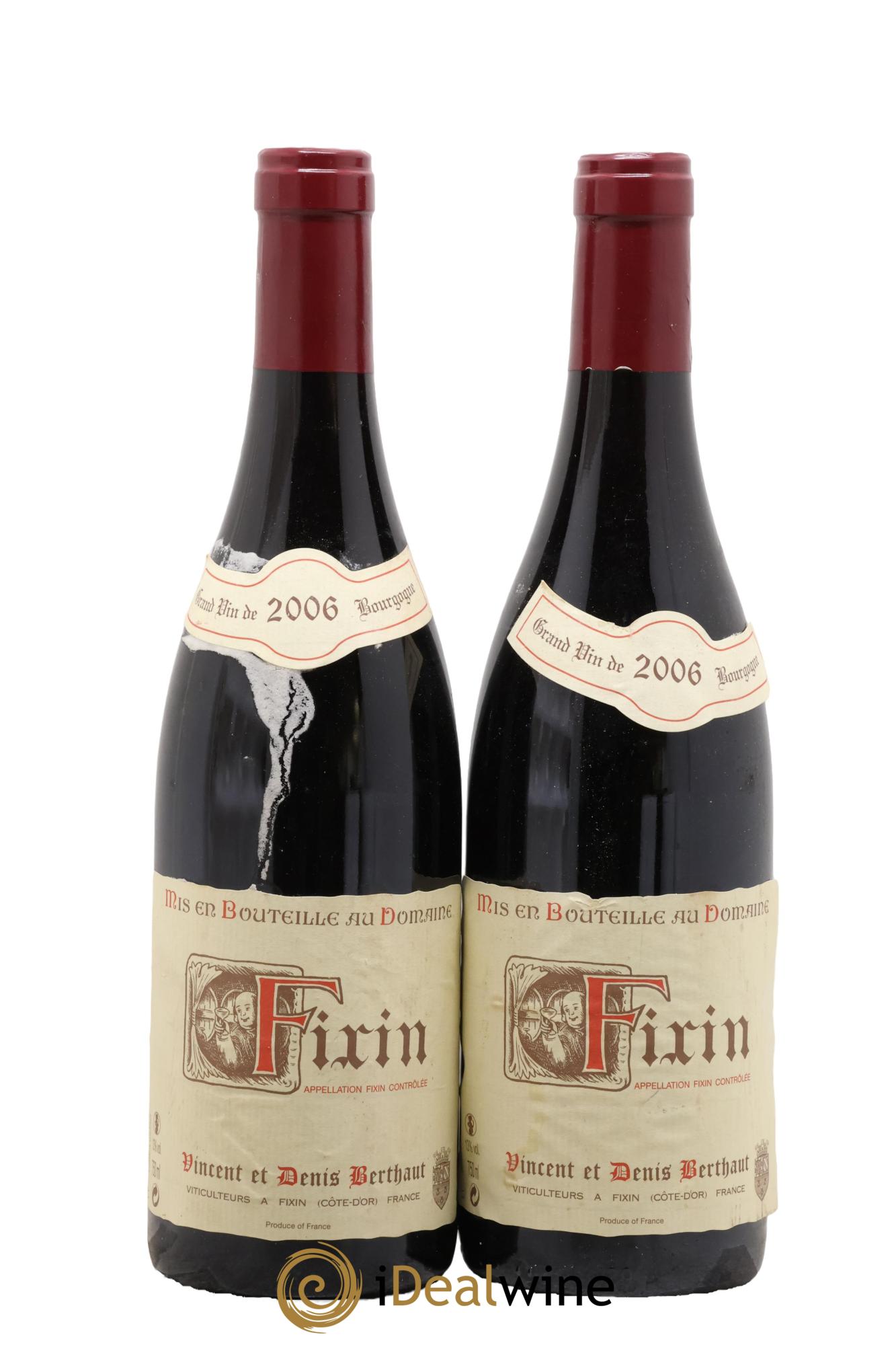 Fixin Vincent et Denis Berthaut 2006 - Lot de 2 bouteilles - 0