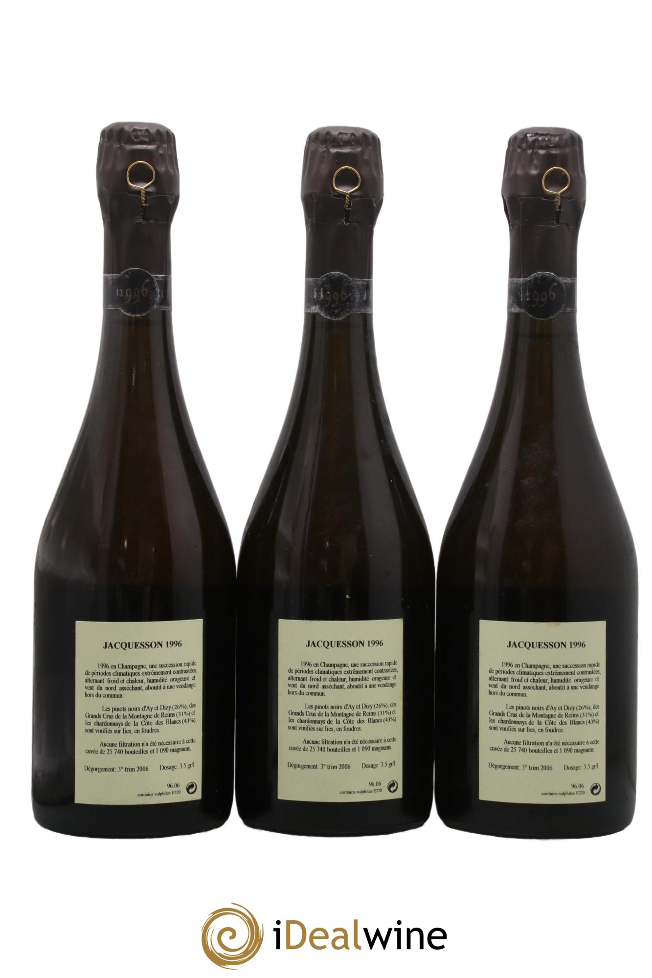 Millésimé Jacquesson  1996 - Lot of 3 bottles - 1