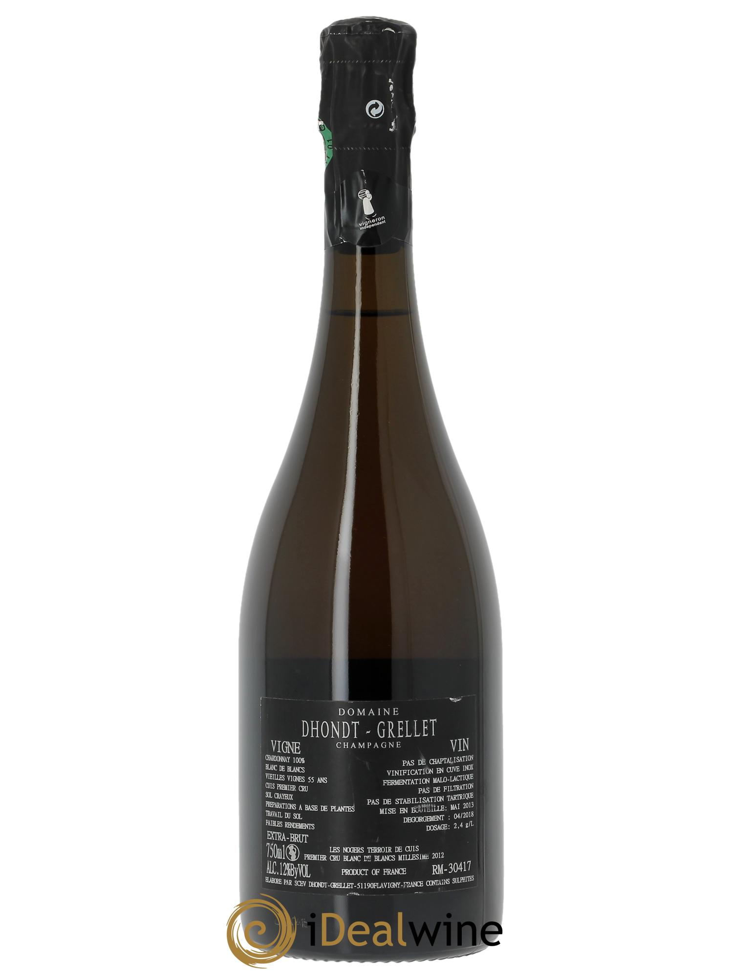 Les Nogers-Premier cru Blanc de Blancs Dhondt Grellet 2012 - Lot de 1 bouteille - 1