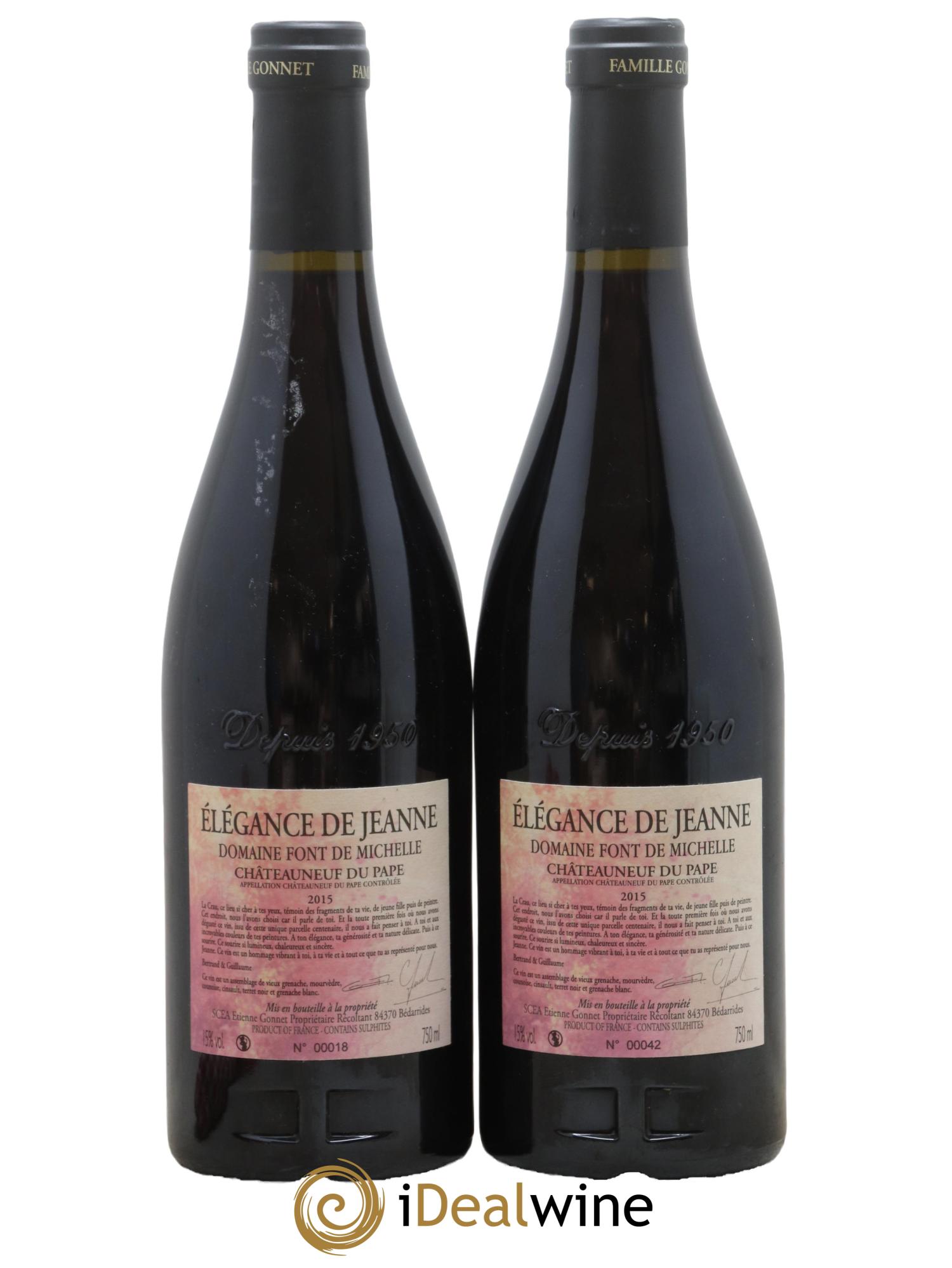 Châteauneuf-du-Pape Elegance De Jeanne Domaine Font De Michelle 2015 - Lot de 2 bouteilles - 1