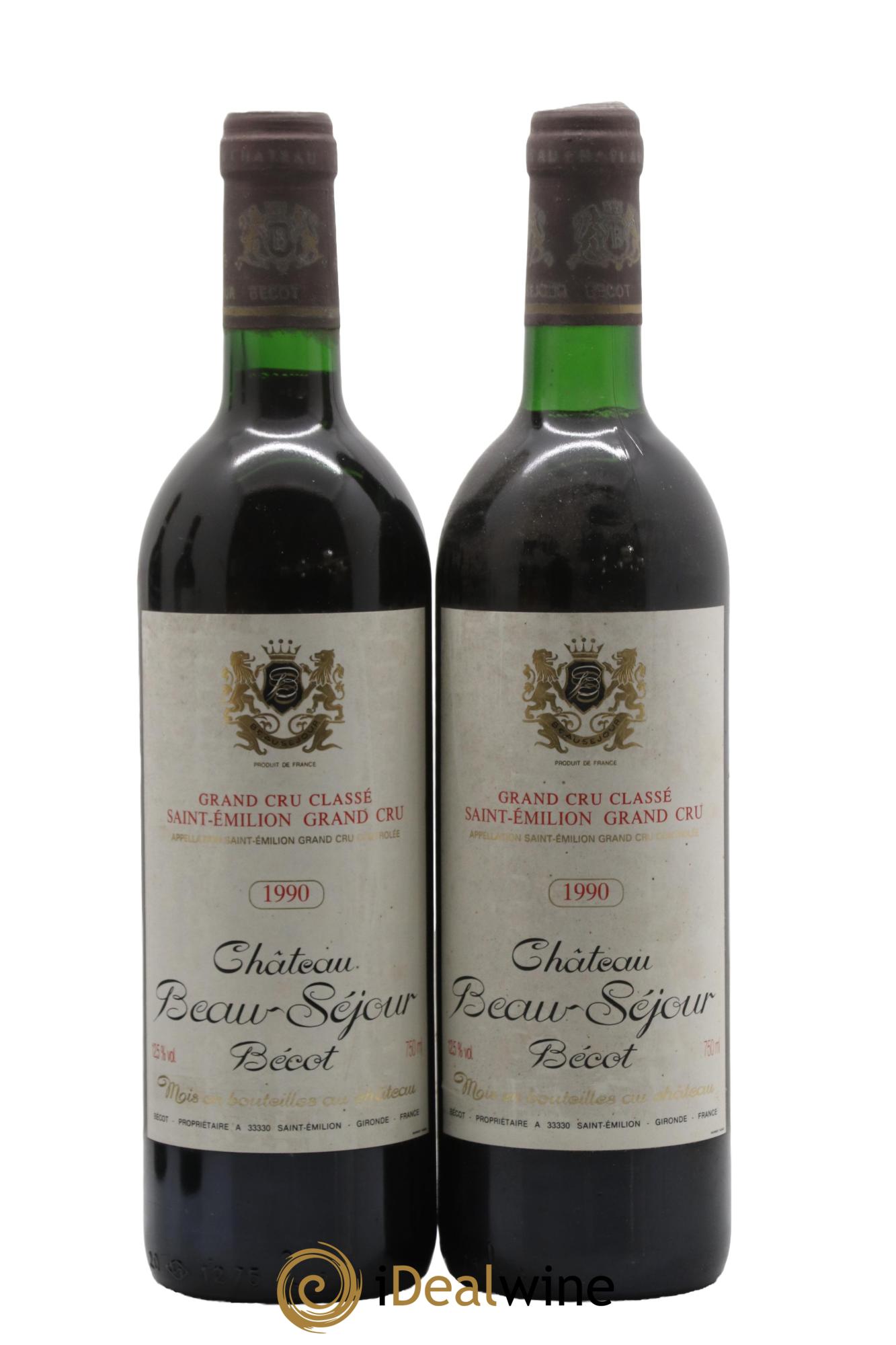 Château Beau-Séjour Bécot 1er Grand Cru Classé B 1990 - Lot de 2 bouteilles - 0