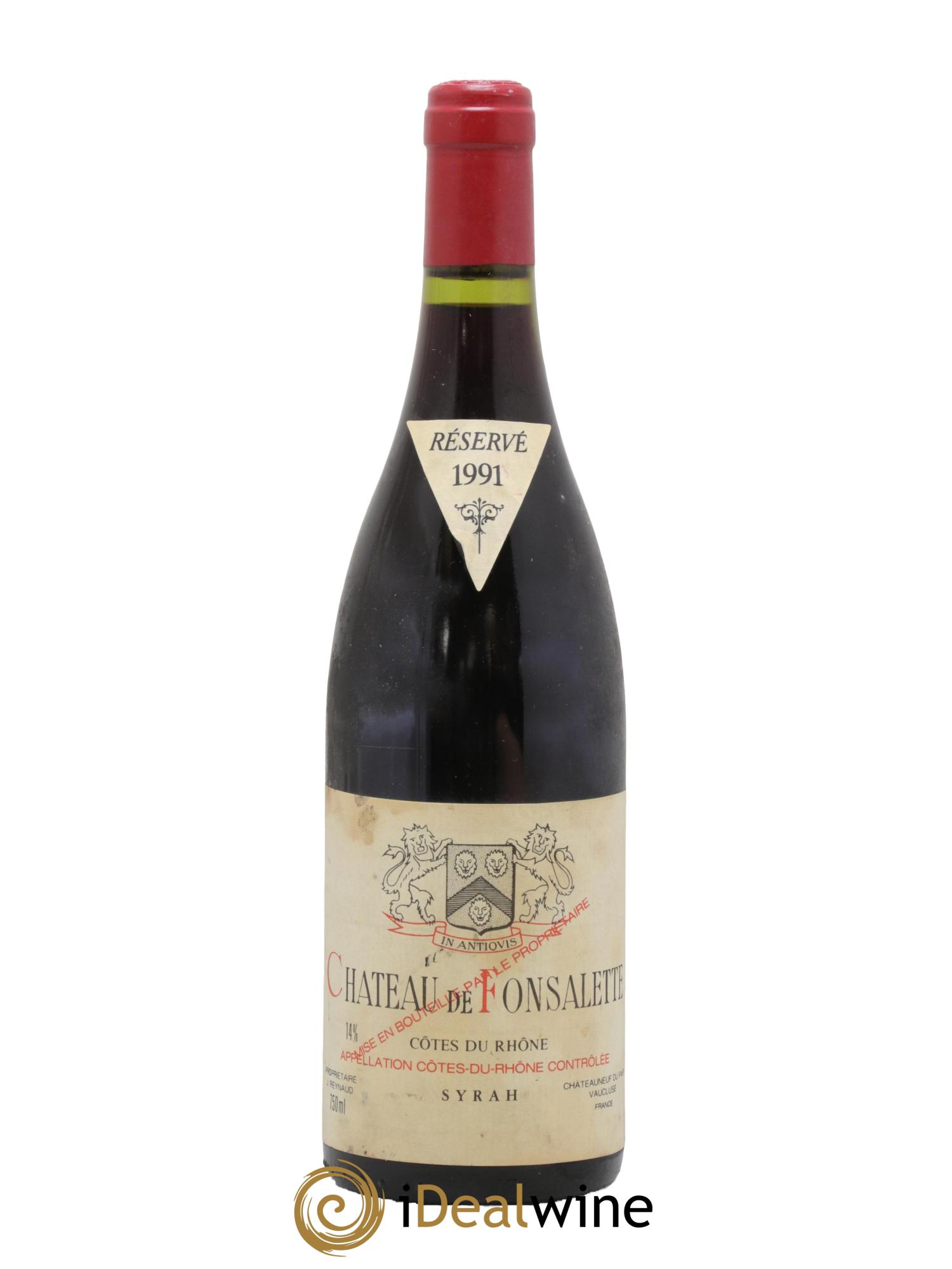 Côtes-du-Rhône Cuvée Syrah Château de Fonsalette 1991 - Lot de 1 bouteille - 0