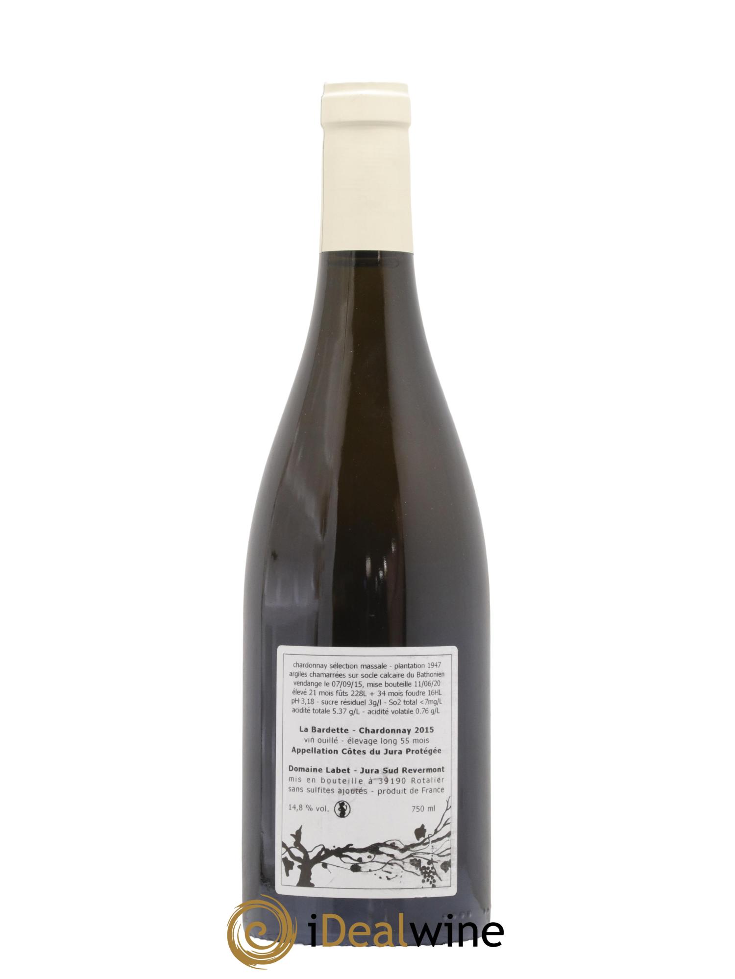 Côtes du Jura Chardonnay La Bardette Romain - Julien - Charline Labet 2015 - Lot de 1 bouteille - 1