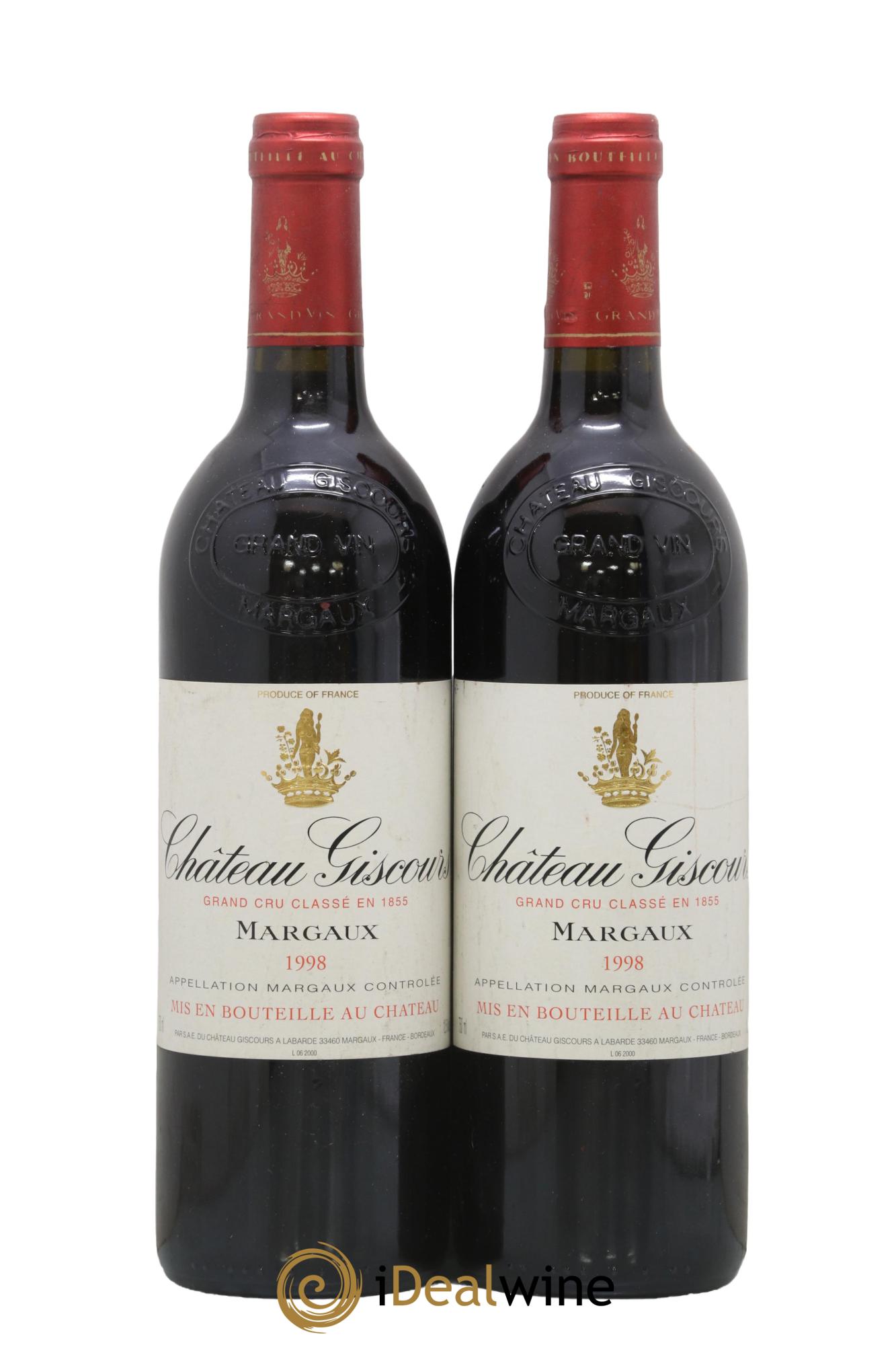 Château Giscours 3ème Grand Cru Classé 1998 - Lot de 2 bouteilles - 0