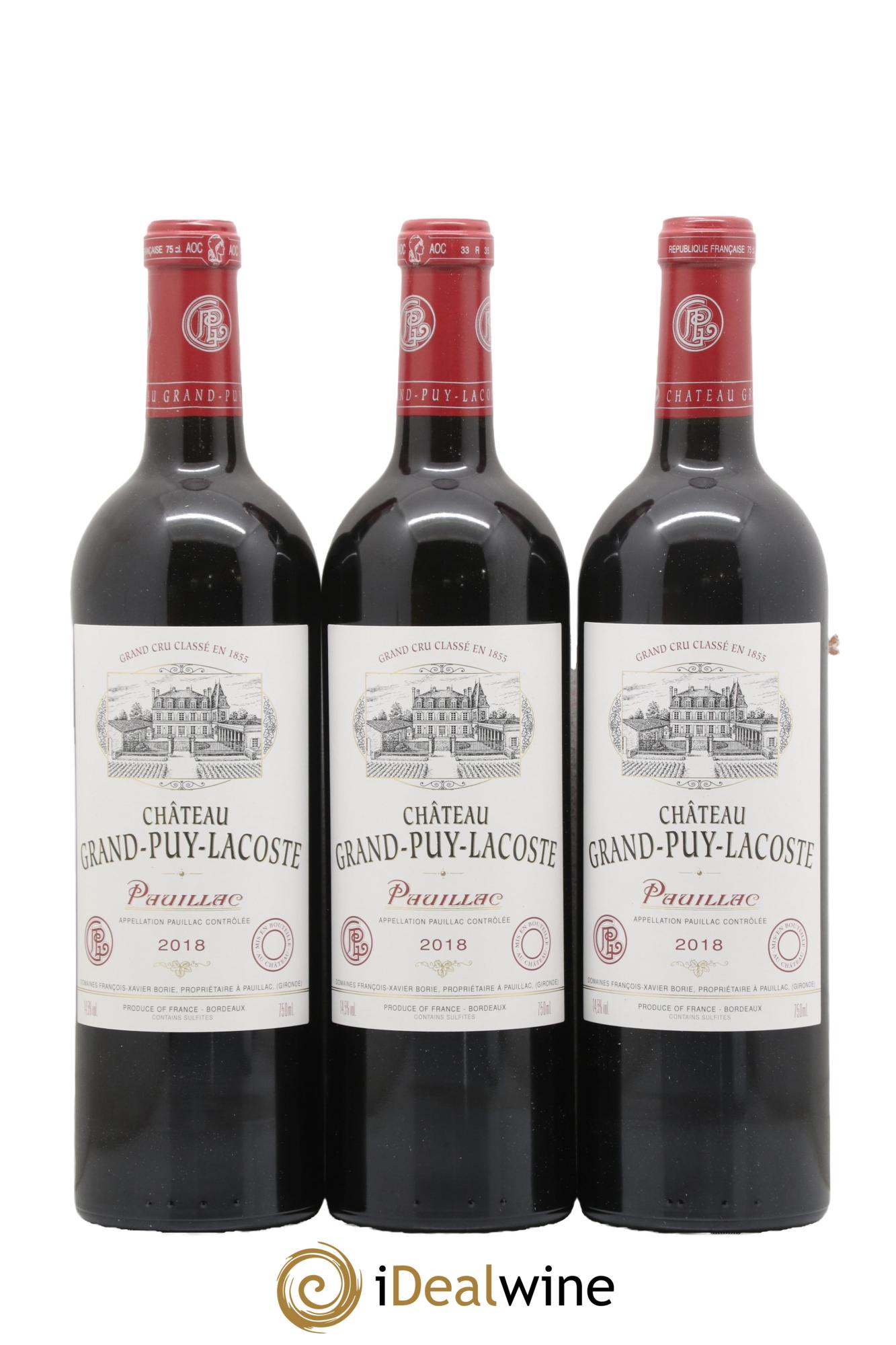 Château Grand Puy Lacoste 5ème Grand Cru Classé 2018 - Lot of 3 bottles - 0