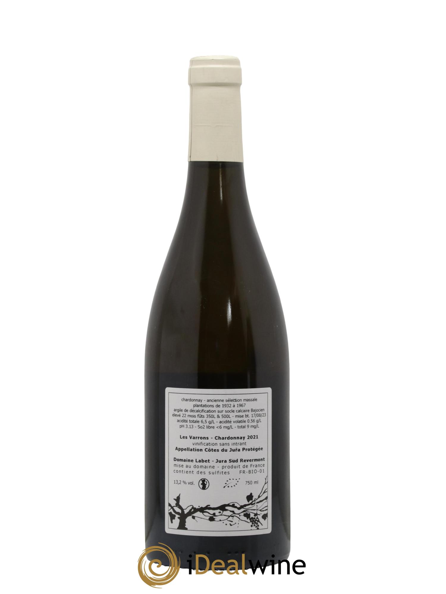 Côtes du Jura Chardonnay Les Varrons Romain - Julien - Charline Labet 2021 - Lot de 1 bouteille - 1