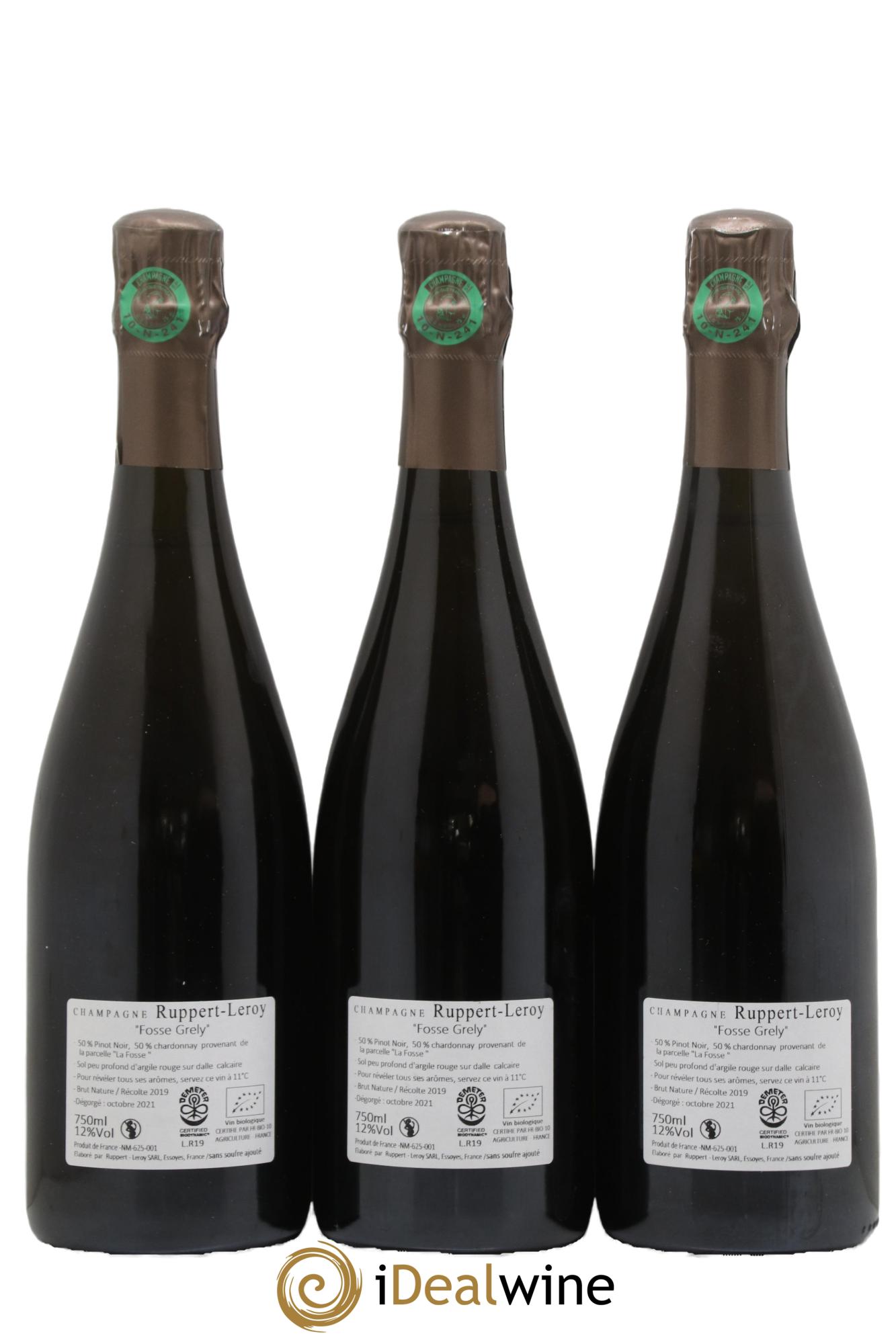 Fosse-Grely Brut Nature Ruppert-Leroy 2019 - Lot of 3 bottles - 1
