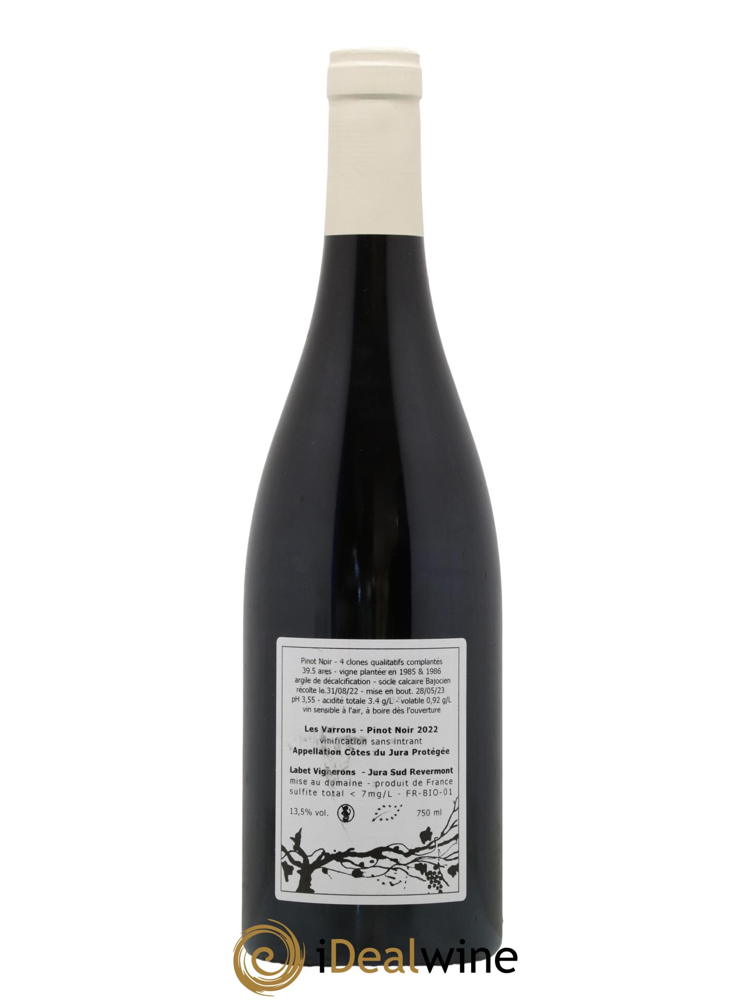 Côtes du Jura Pinot Noir Les Varrons Sélection Massale Romain - Julien - Charline Labet 2022 - Lot de 1 bouteille - 1
