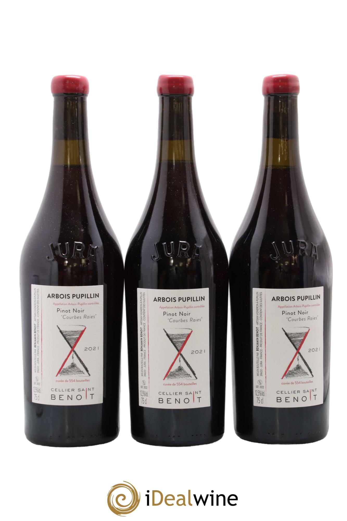 Arbois-Pupillin Pinot Noir Courbes Raies Cellier Saint Benoît 2021 - Lot de 3 bouteilles - 0