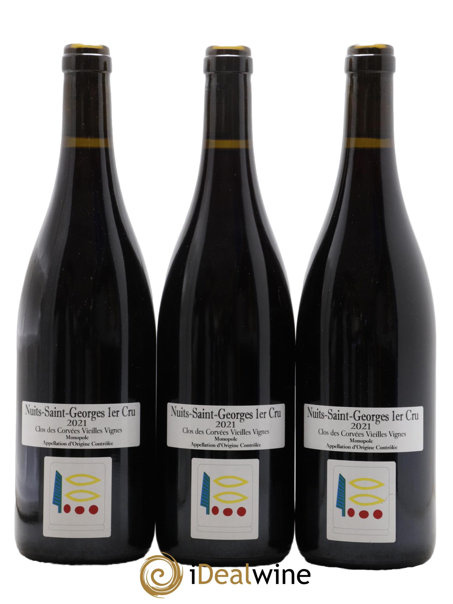 Nuits-Saint-Georges 1er Cru Le Clos des Corvées Vieilles Vignes Prieuré Roch 2021 - Lot de 3 bouteilles - 0