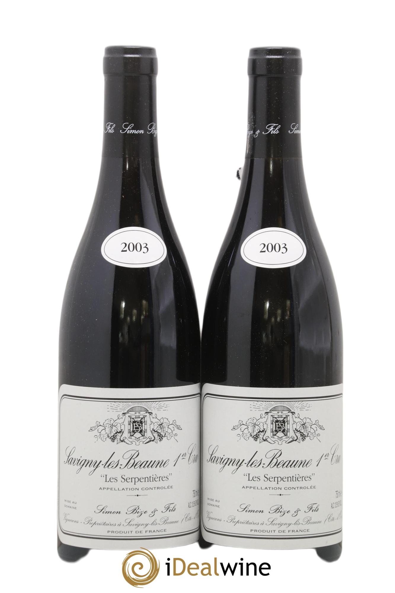 Savigny-lès-Beaune 1er Cru Les Serpentières Simon Bize & Fils 2003 - Lot of 2 bottles - 0