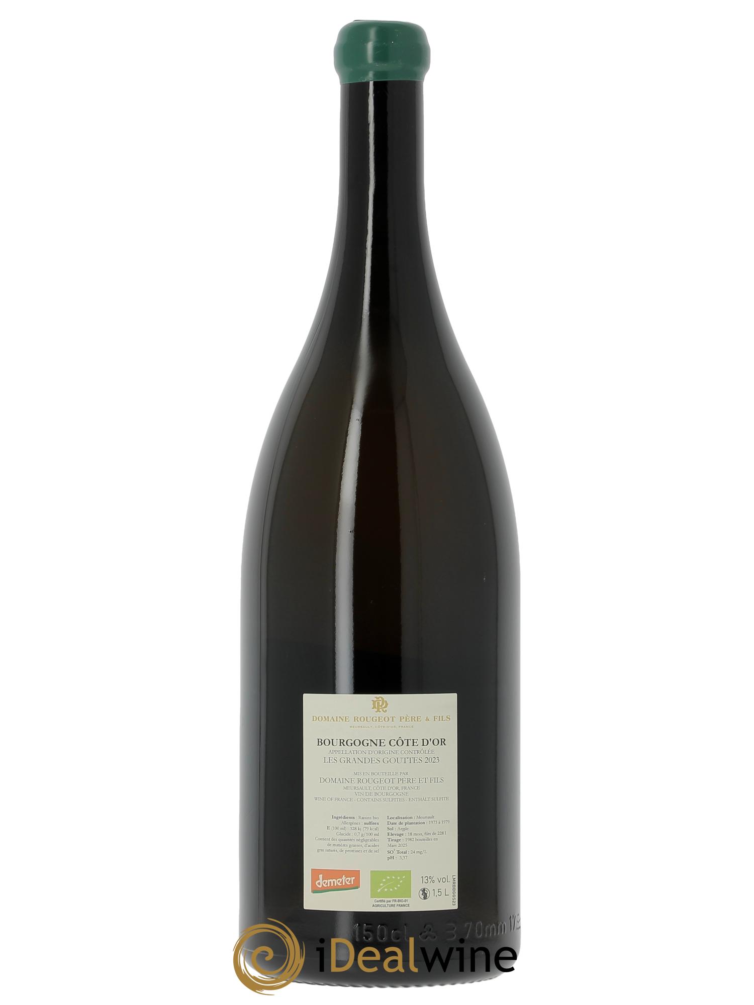 Bourgogne Les Grandes Gouttes Sans sulfite ajouté Rougeot Père et Fils  2023 - Lot de 1 magnum - 1