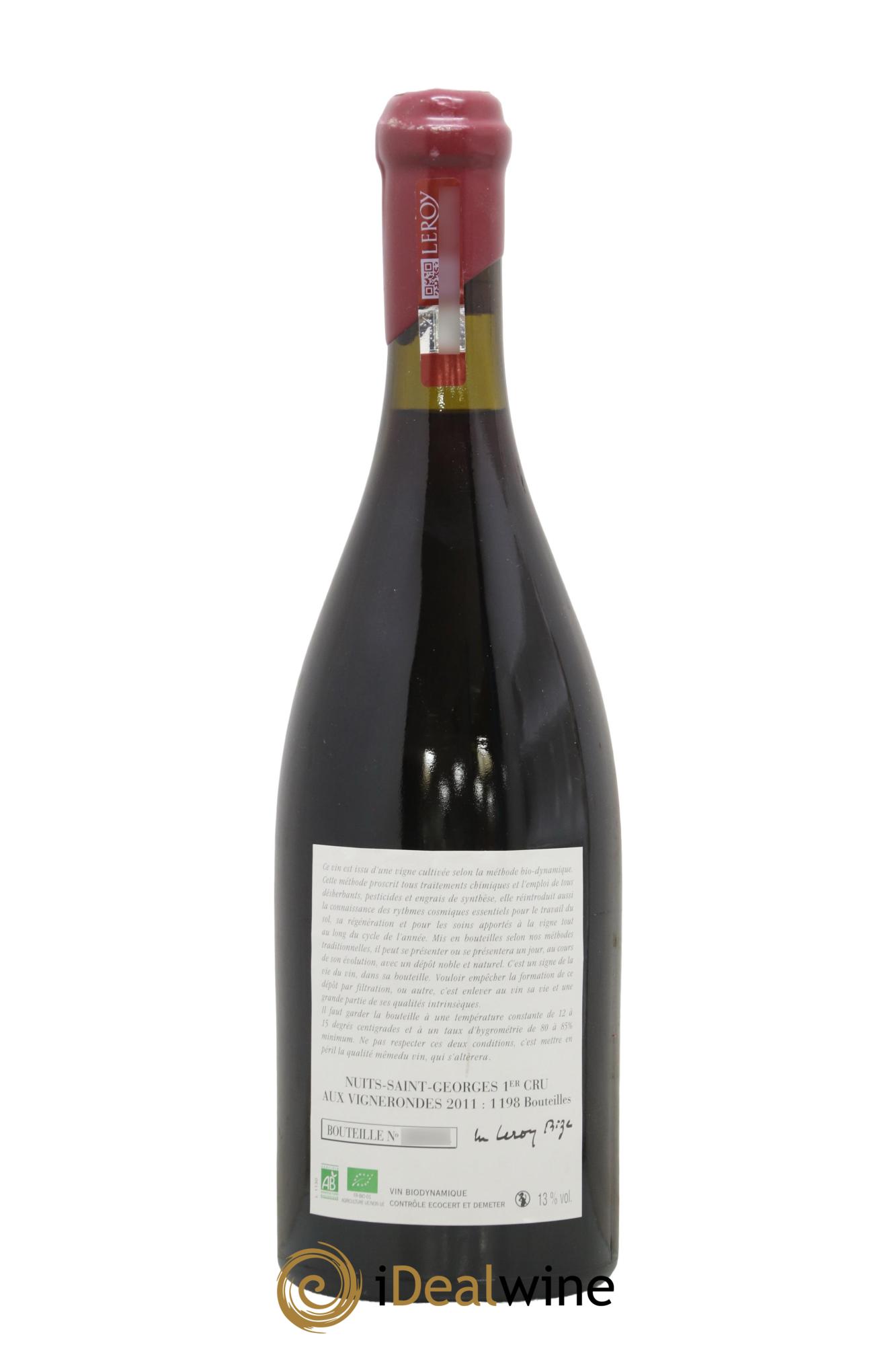 Nuits-Saint-Georges 1er Cru Aux Vignerondes Leroy (Domaine) 2011 - Posten von 1 Flasche - 1