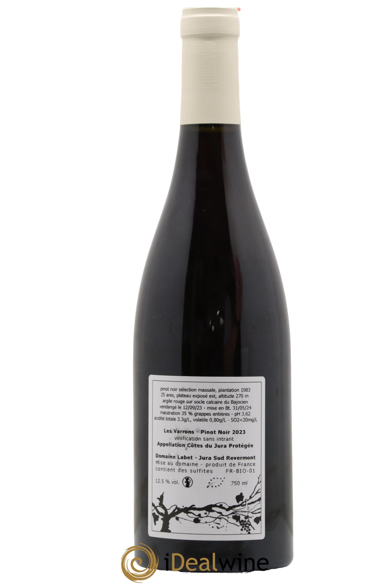 Côtes du Jura Pinot Noir Les Varrons Sélection Massale Romain - Julien - Charline Labet 2023 - Lot de 1 bouteille - 1