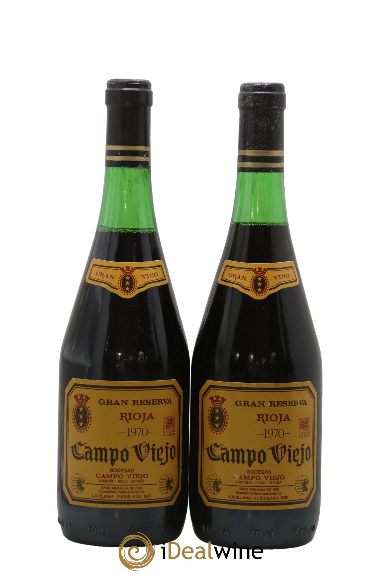 Rioja DOCA Bodegas Campo Viejo Gran Reserva Vintage 1970 - Lot de 2 bouteilles - 0