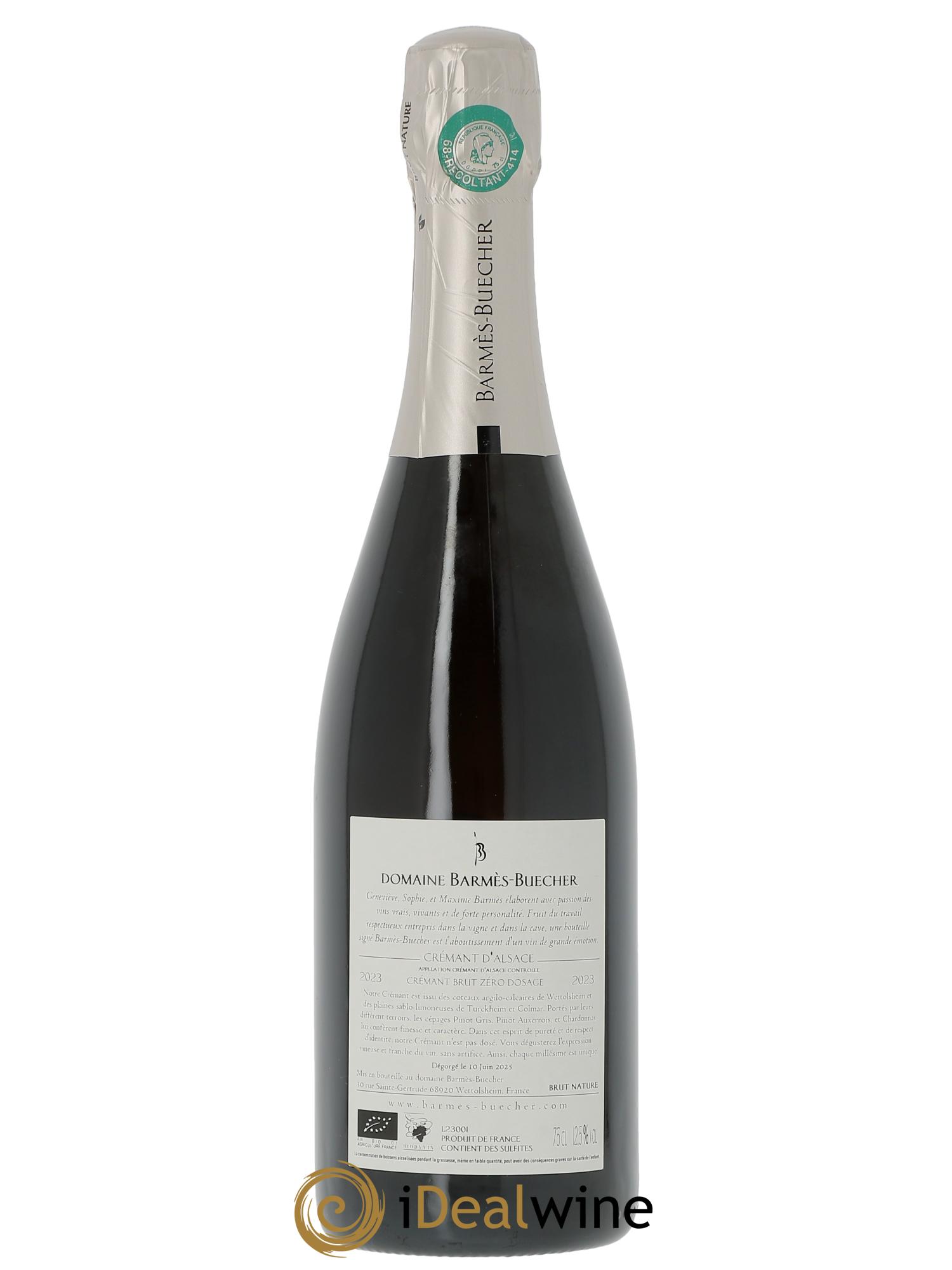 Crémant d'Alsace Brut Nature Barmes-Buecher  2023 - Lot of 1 bottle - 1