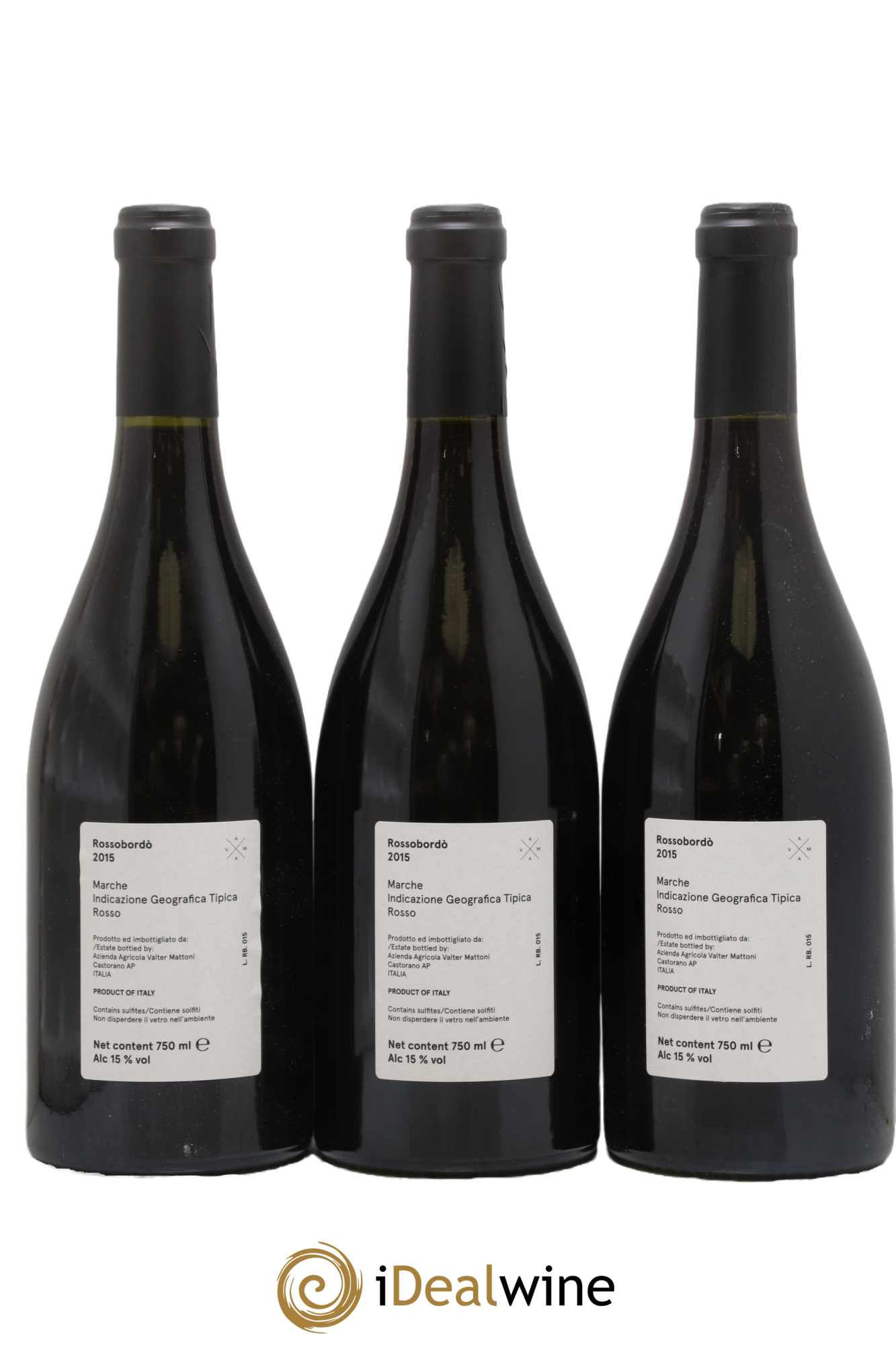 Italie IGT Marche - Rossobordo -  Valter Mattoni 2015 - Lot of 3 bottles - 1