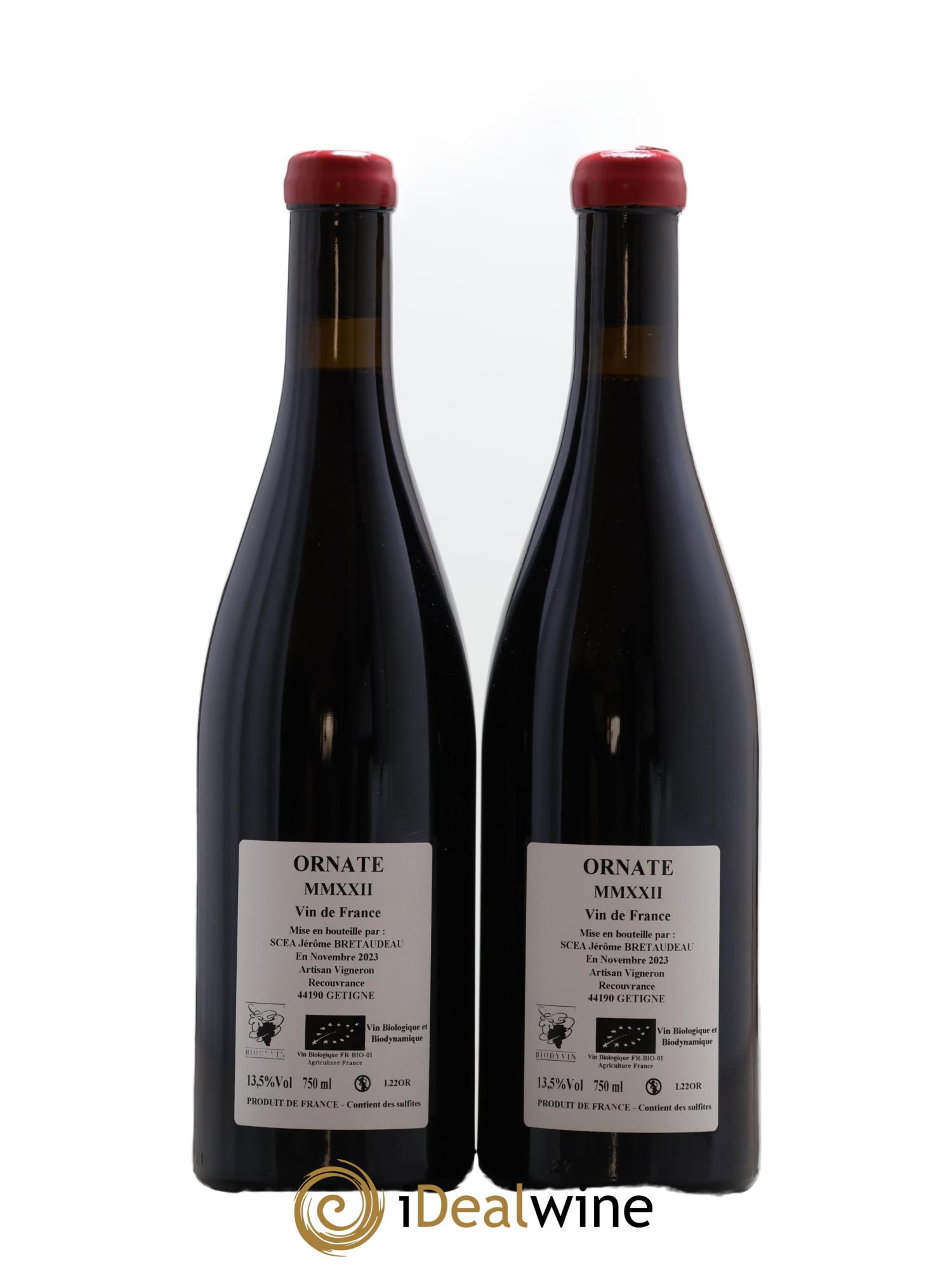 Vin de France Merlot Ornaté Jérôme Bretaudeau - Domaine de Bellevue 2022 - Lot of 2 bottles - 1