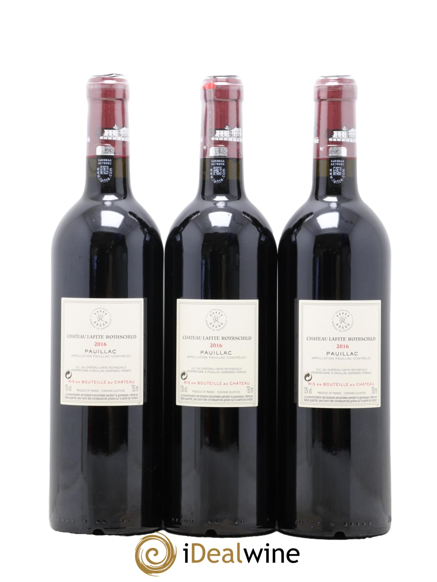 Château Lafite Rothschild 1er Grand Cru Classé 2016 - Lot de 3 bouteilles - 1