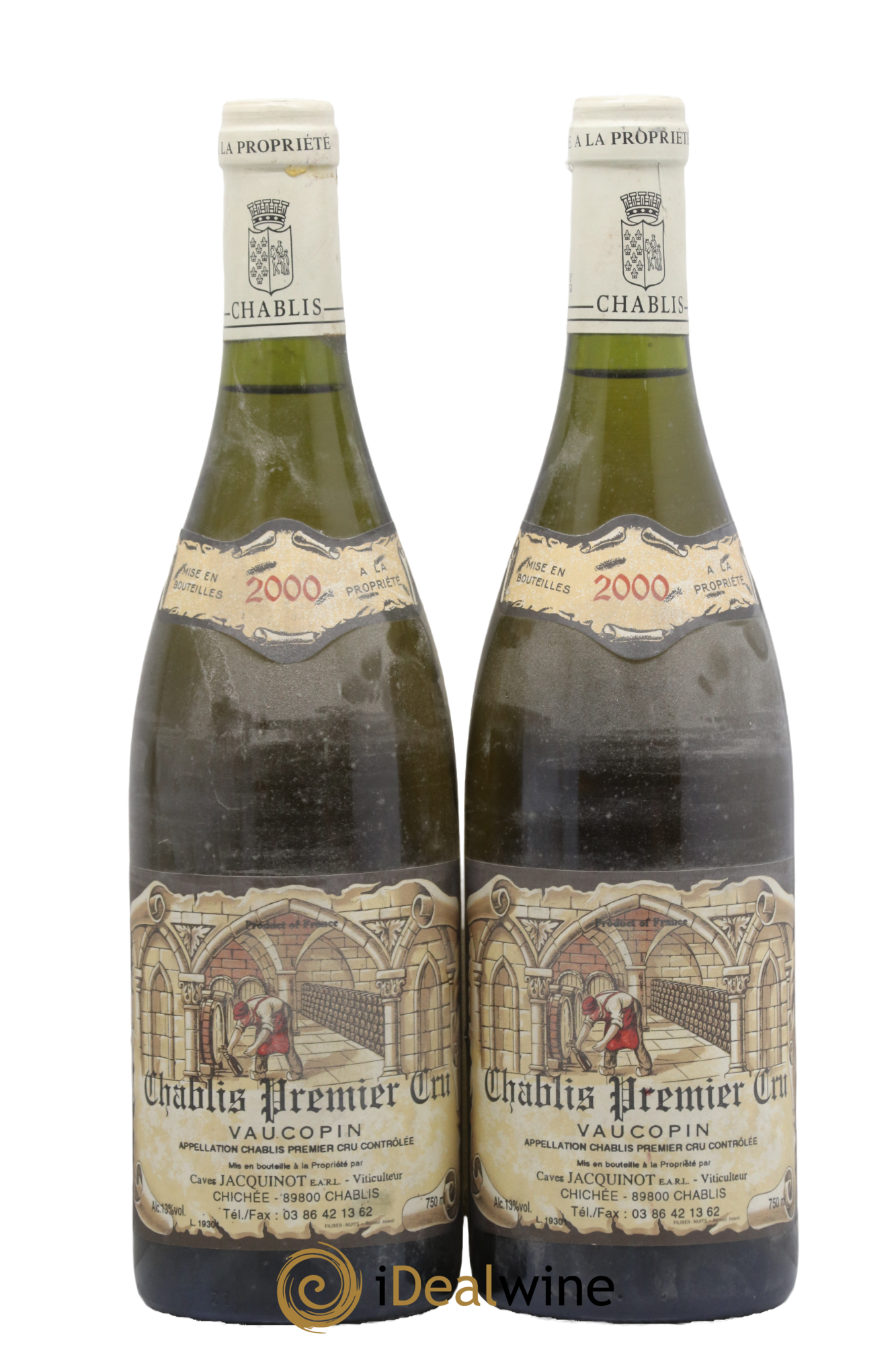 Chablis 1er Cru Vaucoupin Caves Jacquinot 2000 - Lot de 2 bouteilles - 0