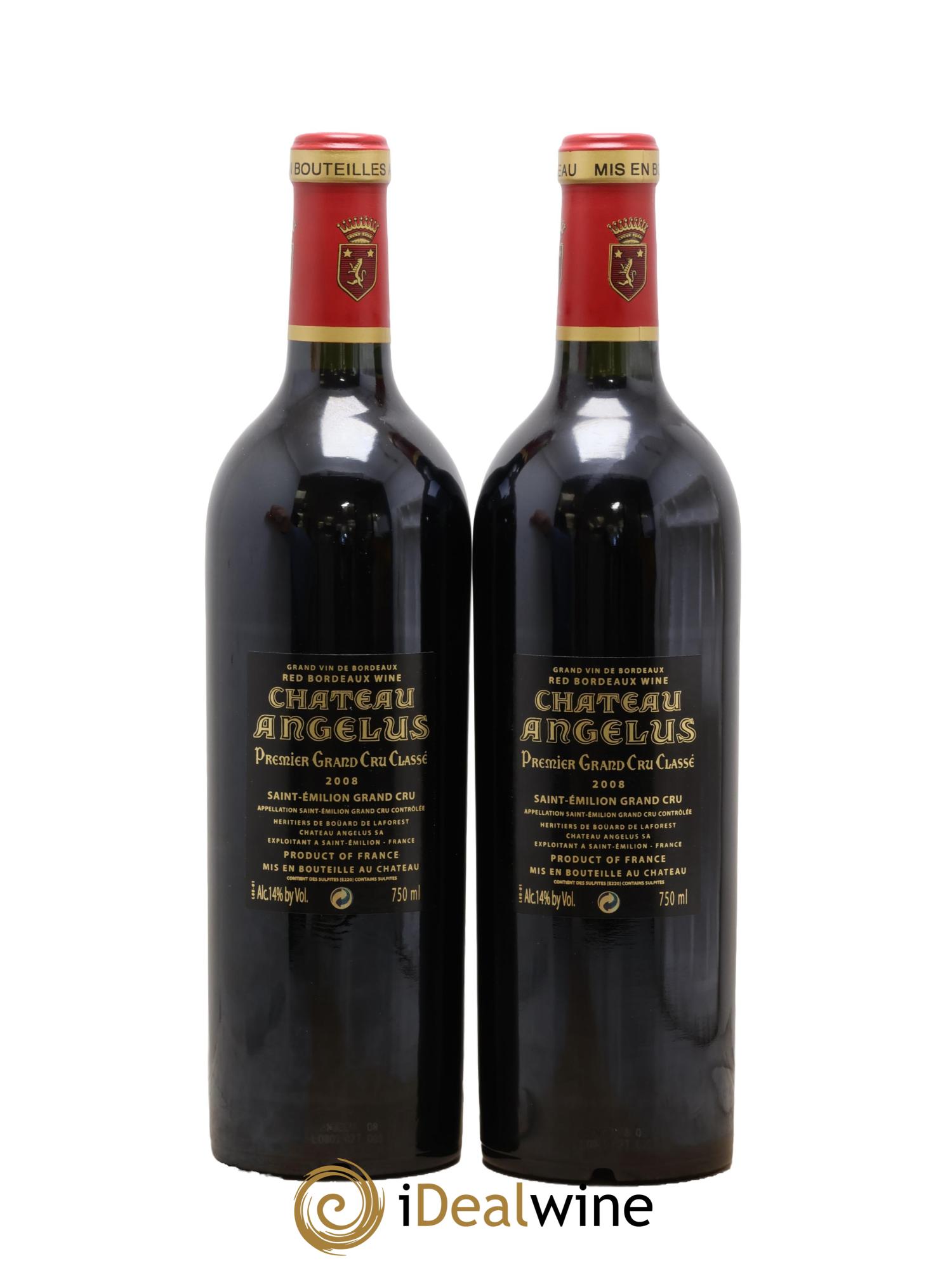 Château Angélus 1er Grand Cru Classé A 2008 - Lot of 2 bottles - 1