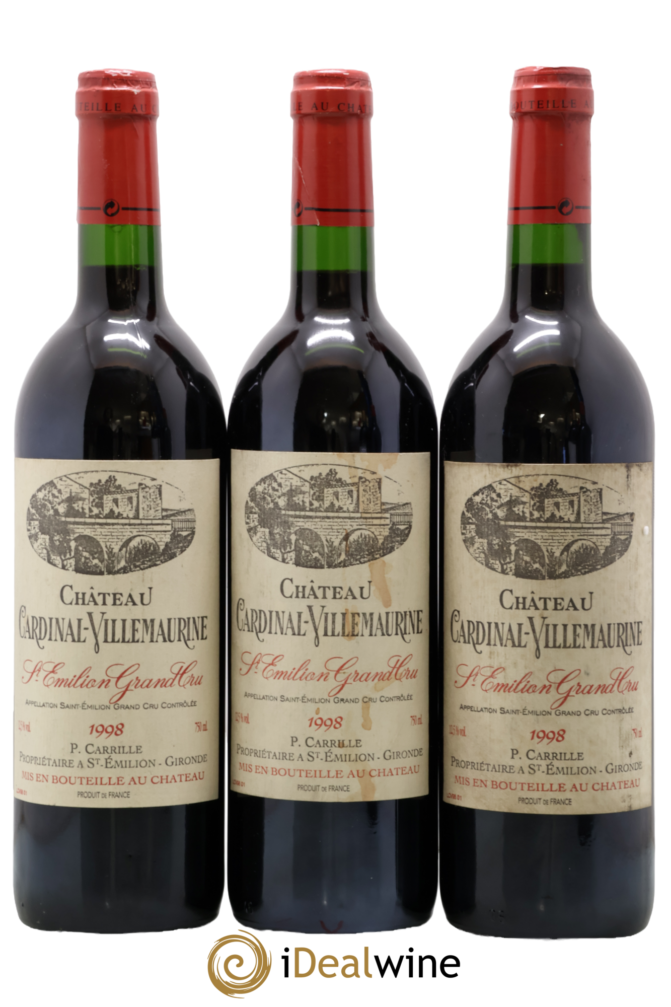 Saint-Émilion Grand Cru Château Cardinal-Villemaurine 1998 - Lot de 3 bouteilles - 0