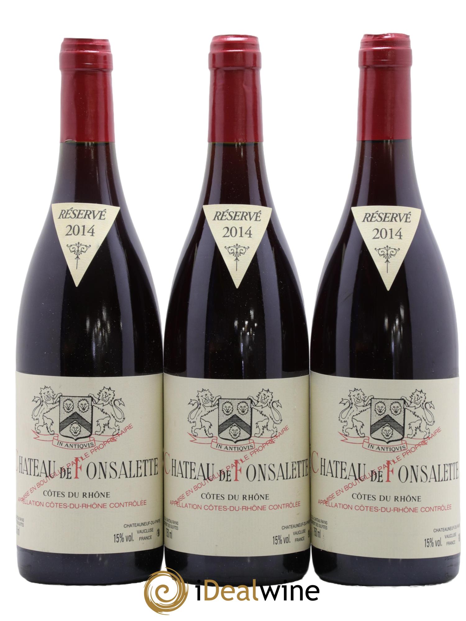 Côtes-du-Rhône Château de Fonsalette Emmanuel Reynaud 2014 - Lot of 3 bottles - 0