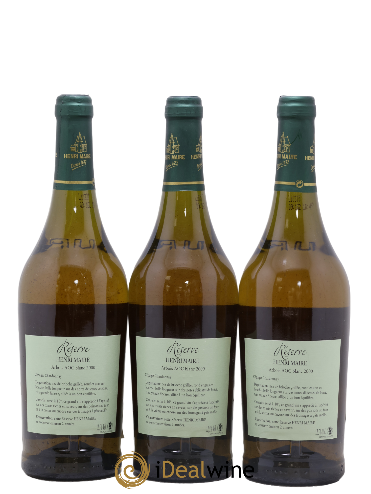 Arbois Réserve Chardonnay Henri Maire 2000 - Lot de 3 bouteilles - 1