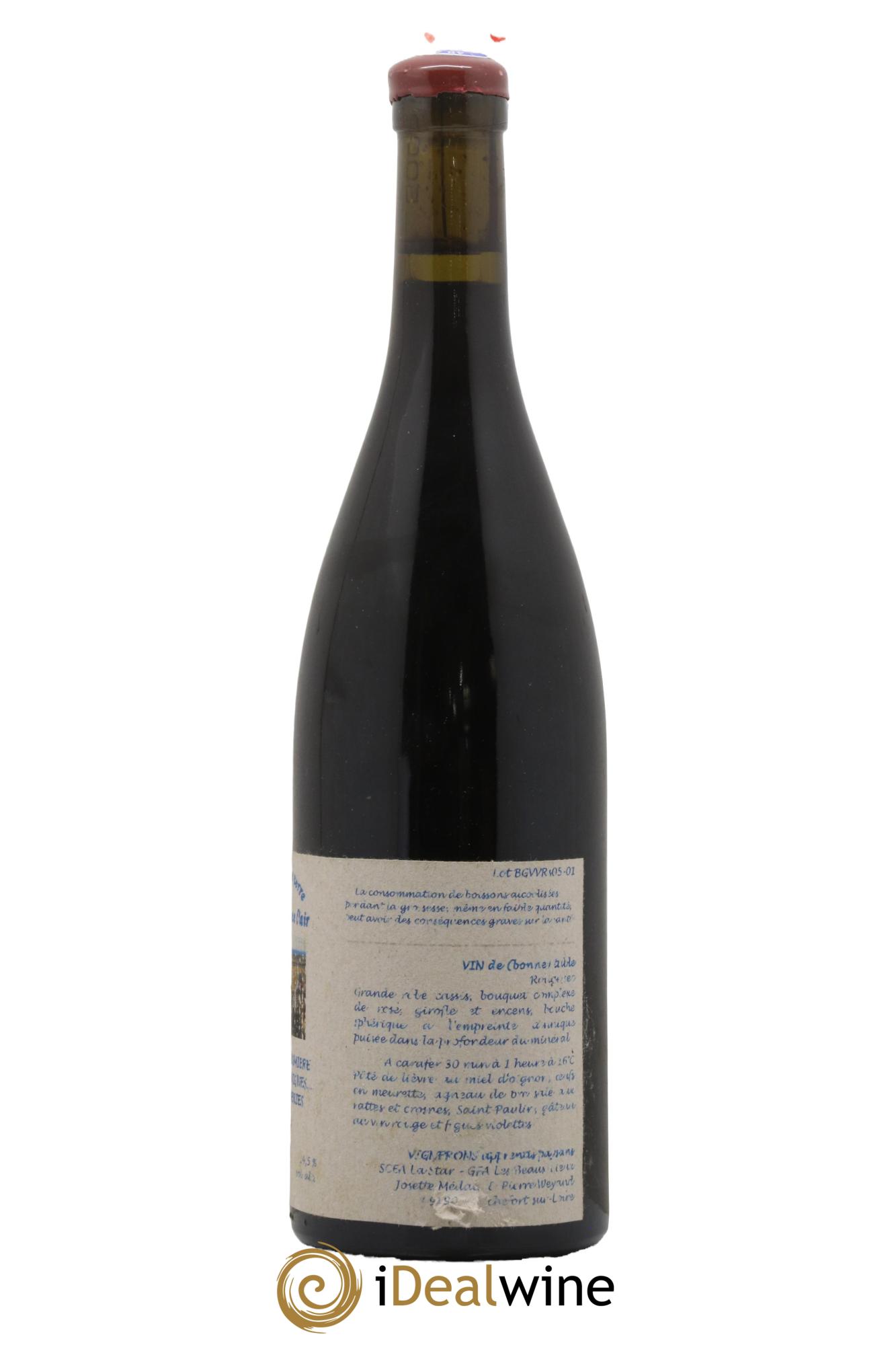Vin de France Le Sang de Lumiere des Vieilles Vignes des Gasneries Josette Medau et Pierre Weyand 2005 - Lot de 1 bouteille - 1