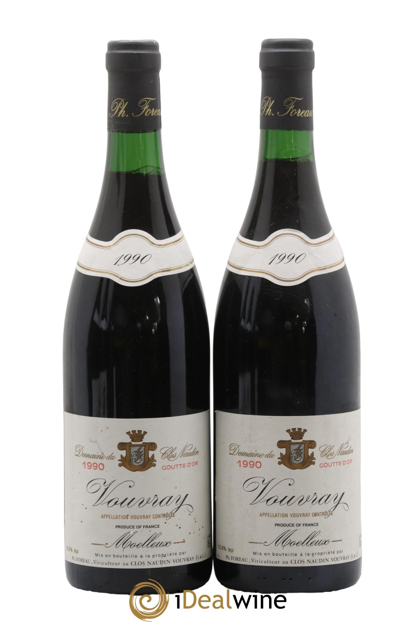 Vouvray Goutte d'Or Clos Naudin - Philippe Foreau 1990 - Lotto di 2 bottiglie - 0