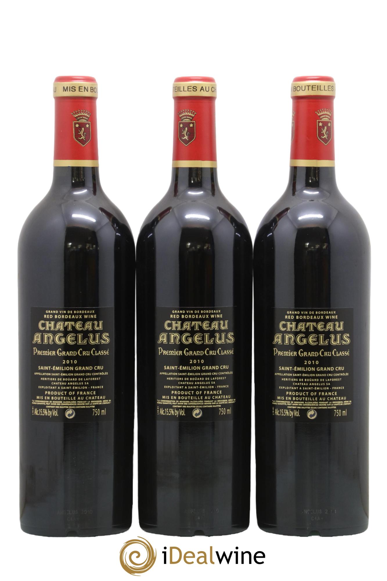 Château Angélus 1er Grand Cru Classé A 2010 - Lot de 3 bouteilles - 1