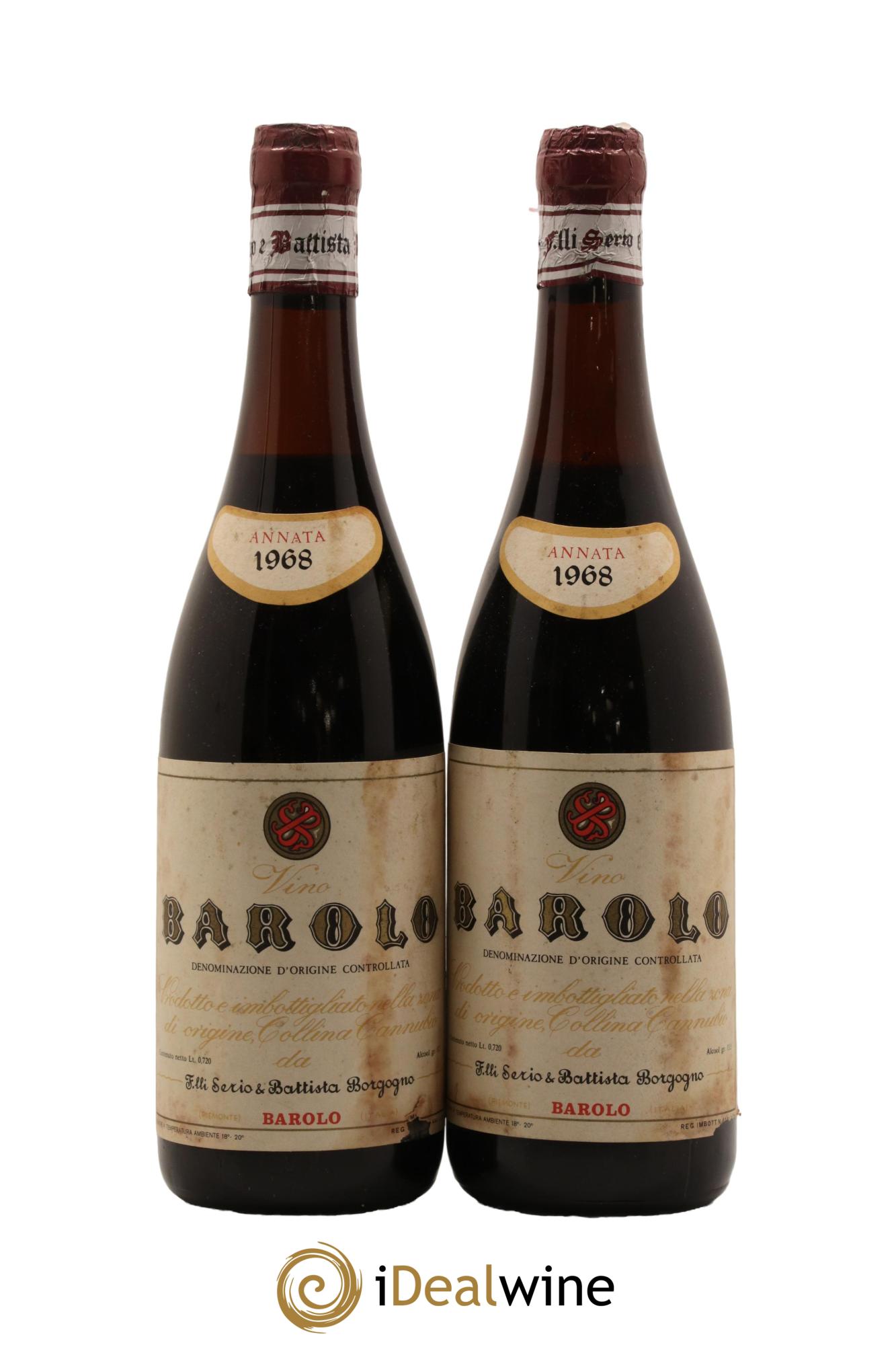 Barolo Fratelli Serio e Battista Borgogno 1968 - Lot de 2 bouteilles - 0