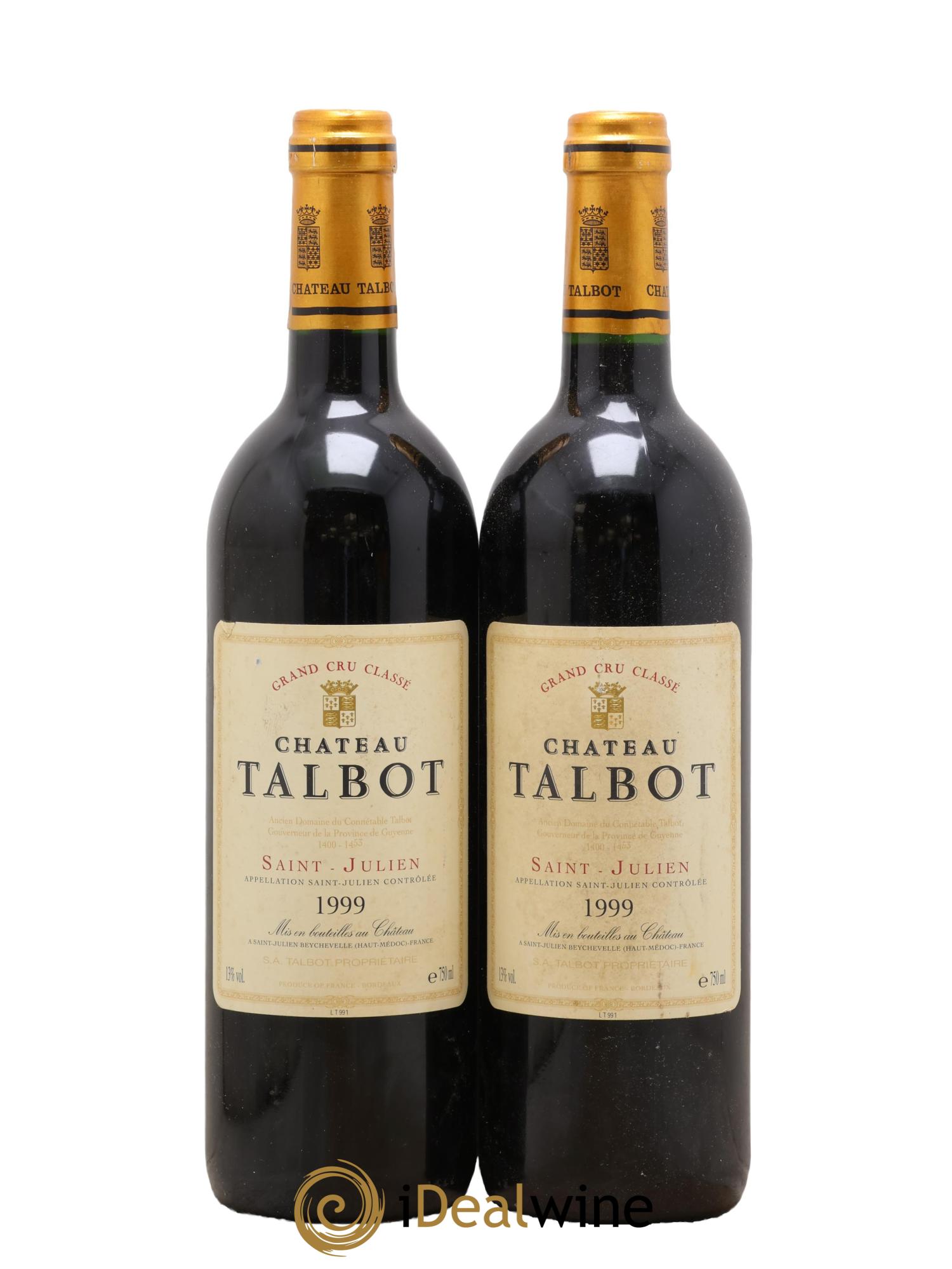 Château Talbot 4ème Grand Cru Classé 1999 - Lot de 2 bouteilles - 0