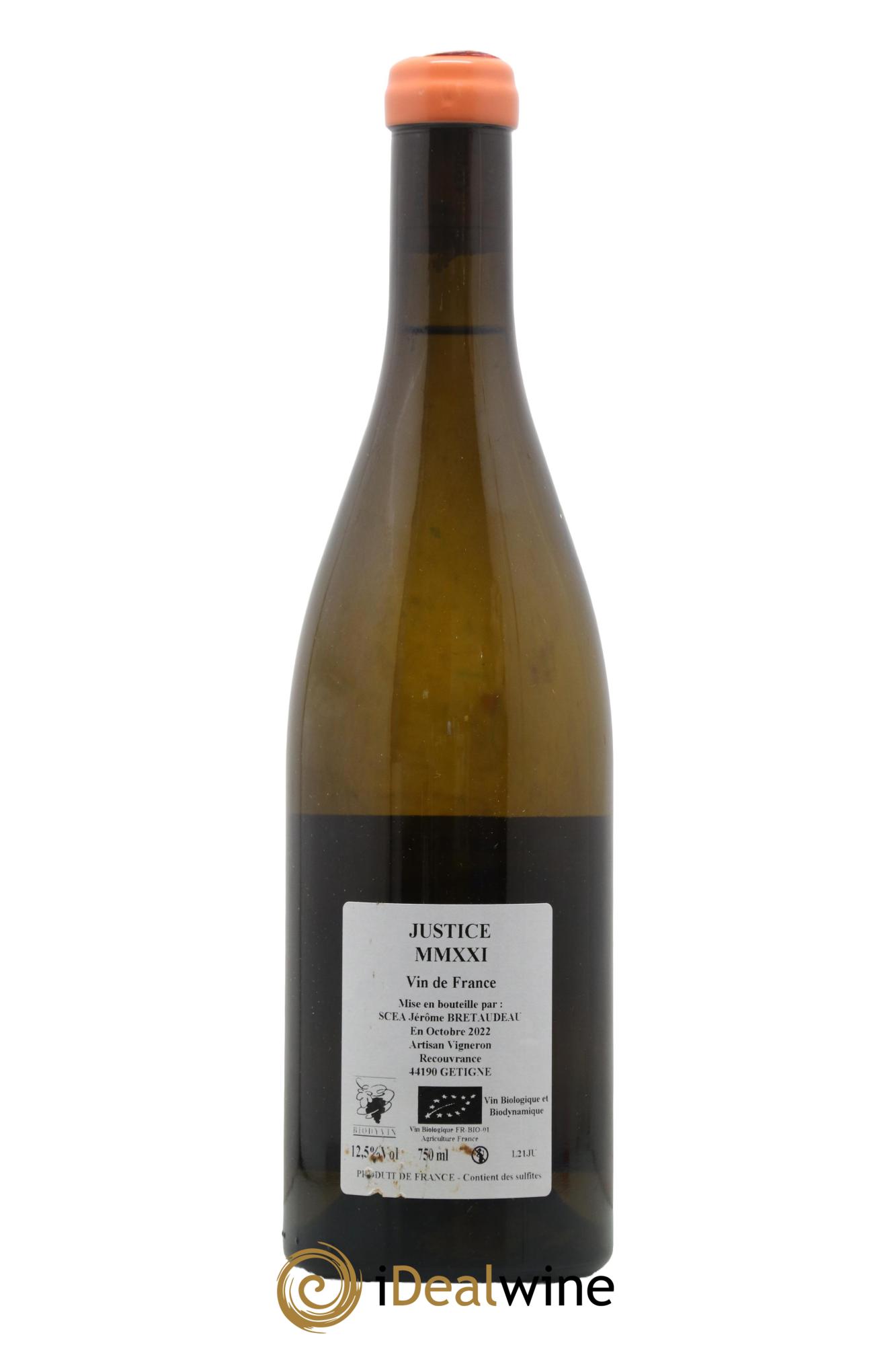 Vin de France La Justice Jérôme Bretaudeau - Domaine de Bellevue 2021 - Lot de 1 bouteille - 1